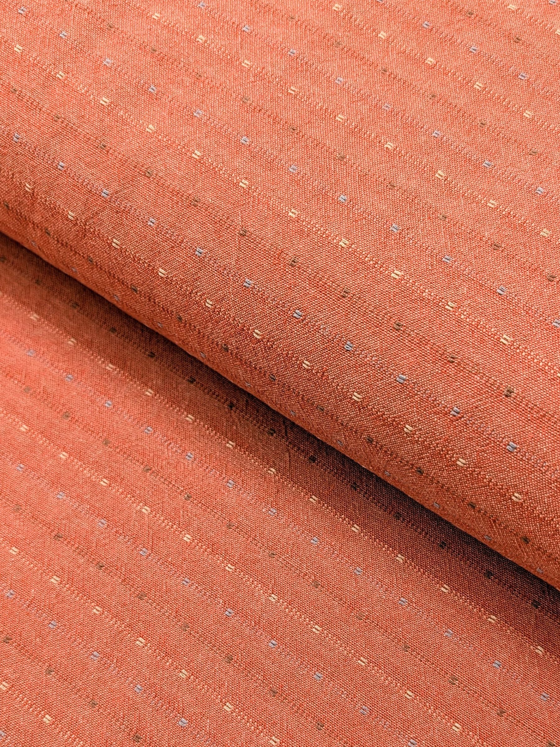 Textile Pantry - Lined Yarn Dyed Cotton Taupe Fabric - Red