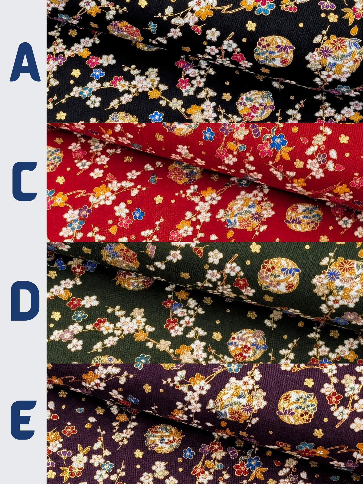 Naka -  Metallic Cherry Blossom Circles Cotton Sheeting Fabric - Red