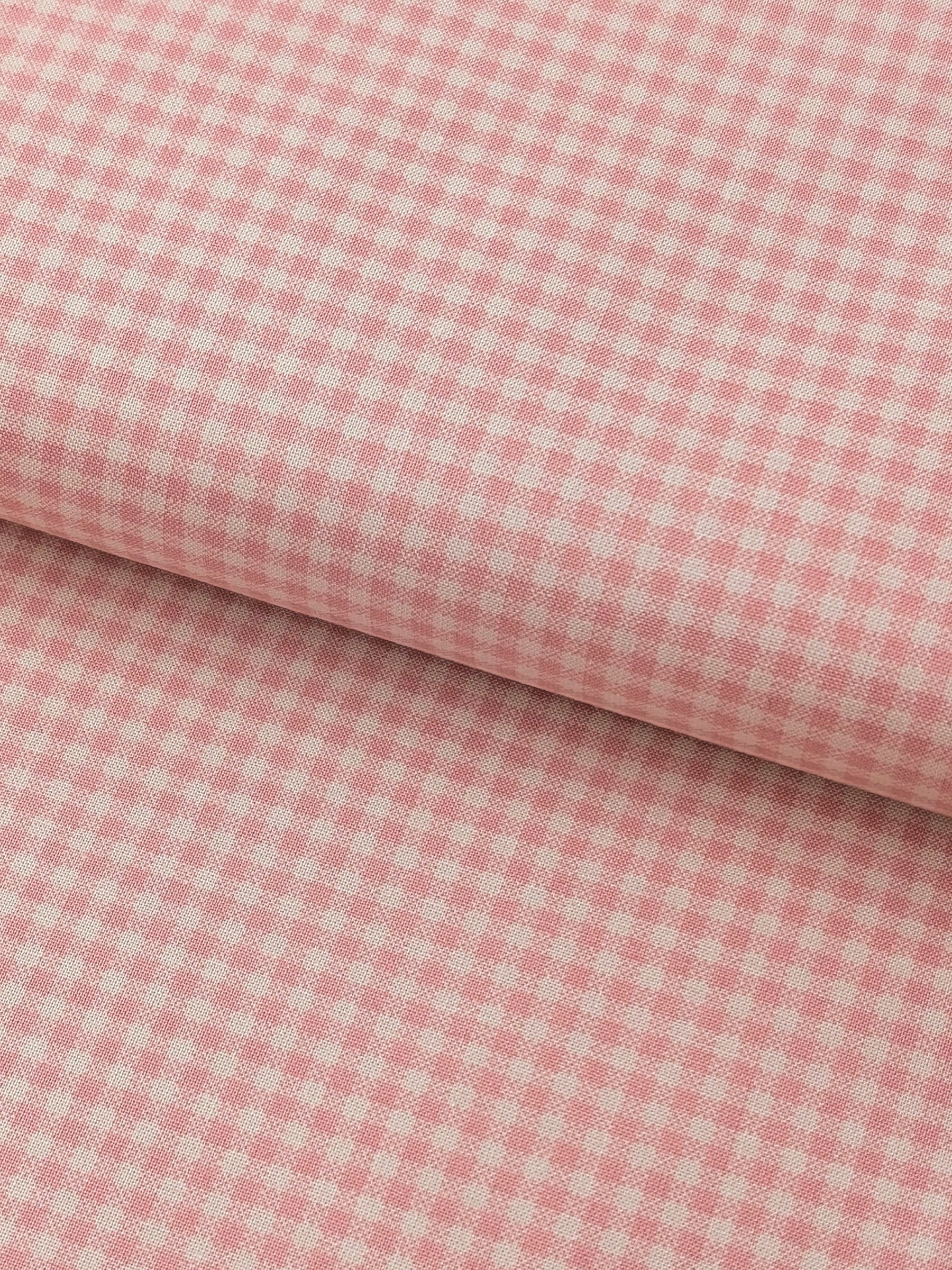 Yuwa - Small Scale Printed Gingham Shirting Cotton Fabric - Pink