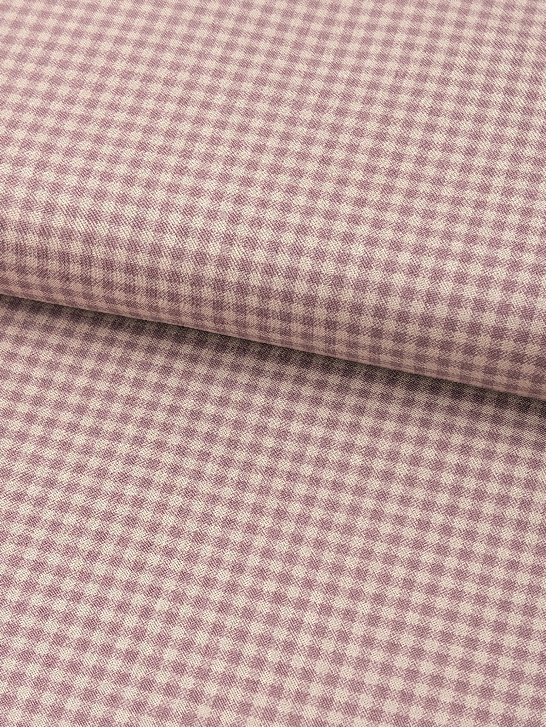 Yuwa - Small Scale Printed Gingham Shirting Cotton Fabric - Purple