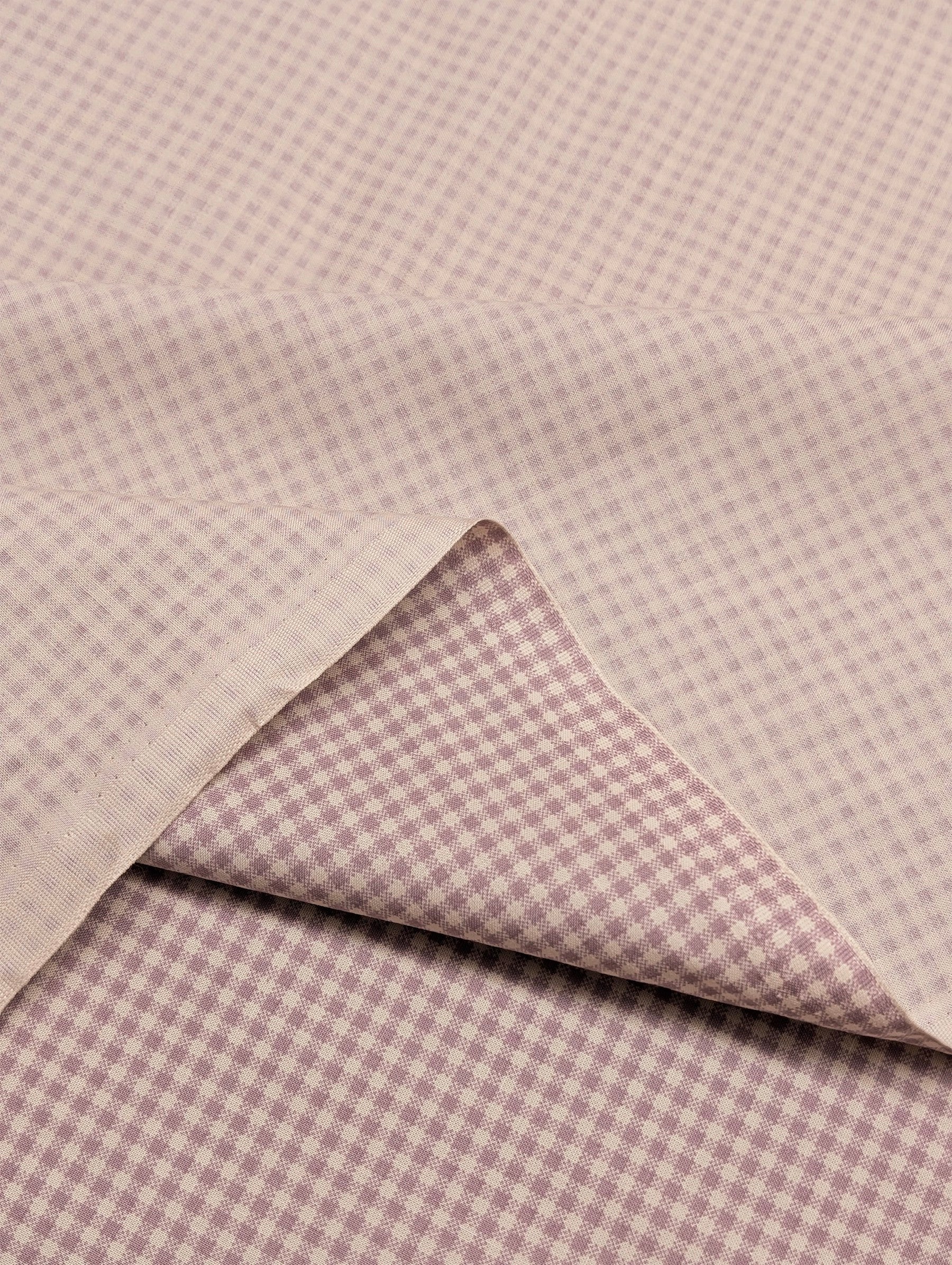 Yuwa - Small Scale Printed Gingham Shirting Cotton Fabric - Purple
