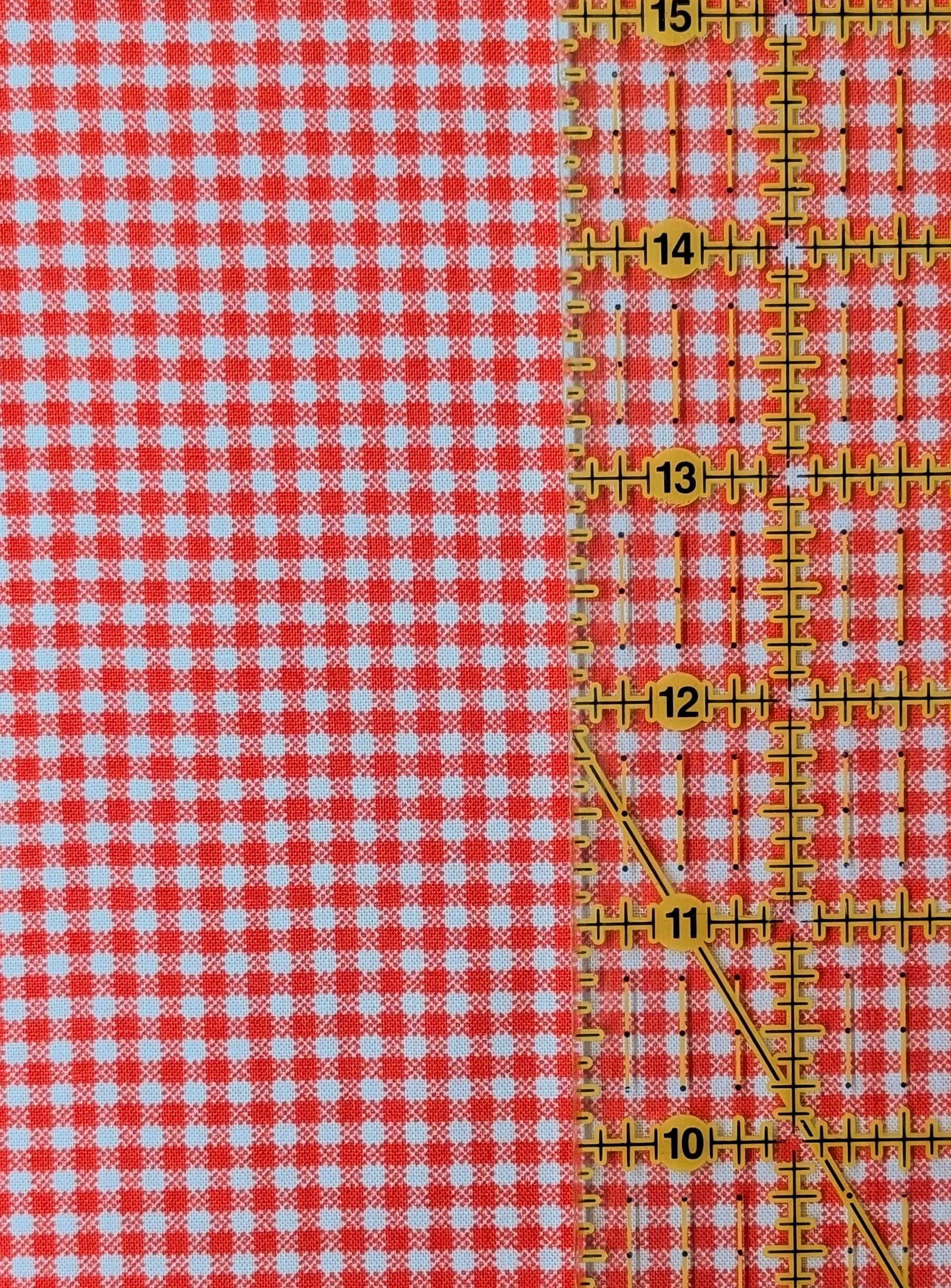 Yuwa - Small Scale Printed Gingham Shirting Cotton Fabric - Red