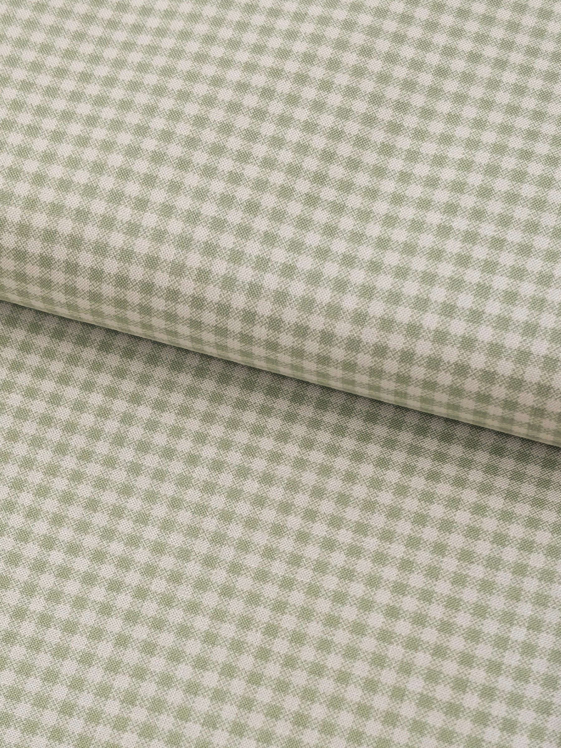 Yuwa - Small Scale Printed Gingham Shirting Cotton Fabric - Green
