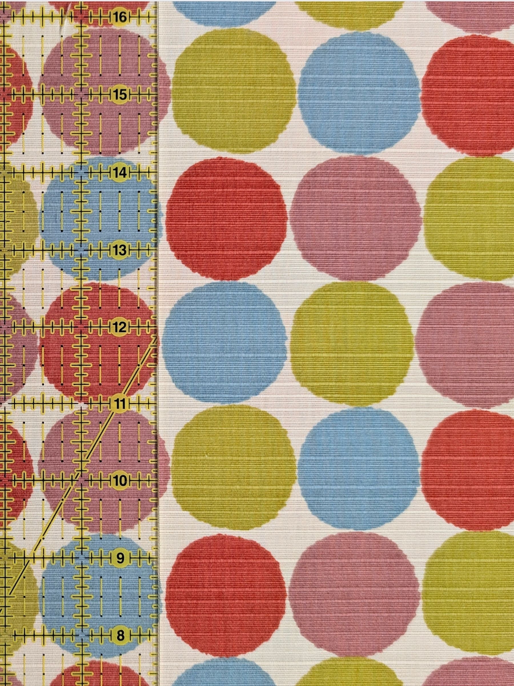 Sevenberry - Circles Cotton Shantung Fabric - Pink Red Green & Blue