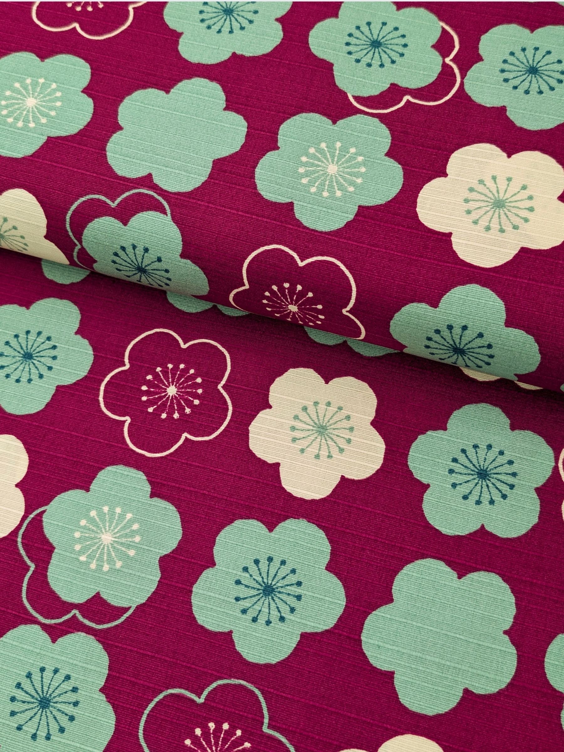 Sevenberry - Plum Blossom Cotton Shantung Fabric - Magenta & Teal