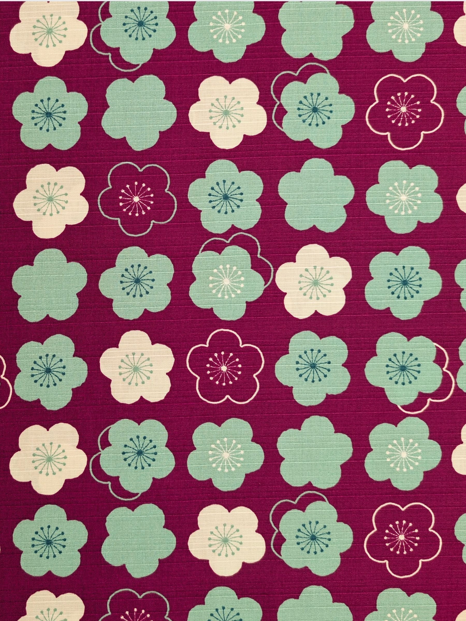 Sevenberry - Plum Blossom Cotton Shantung Fabric - Magenta & Teal