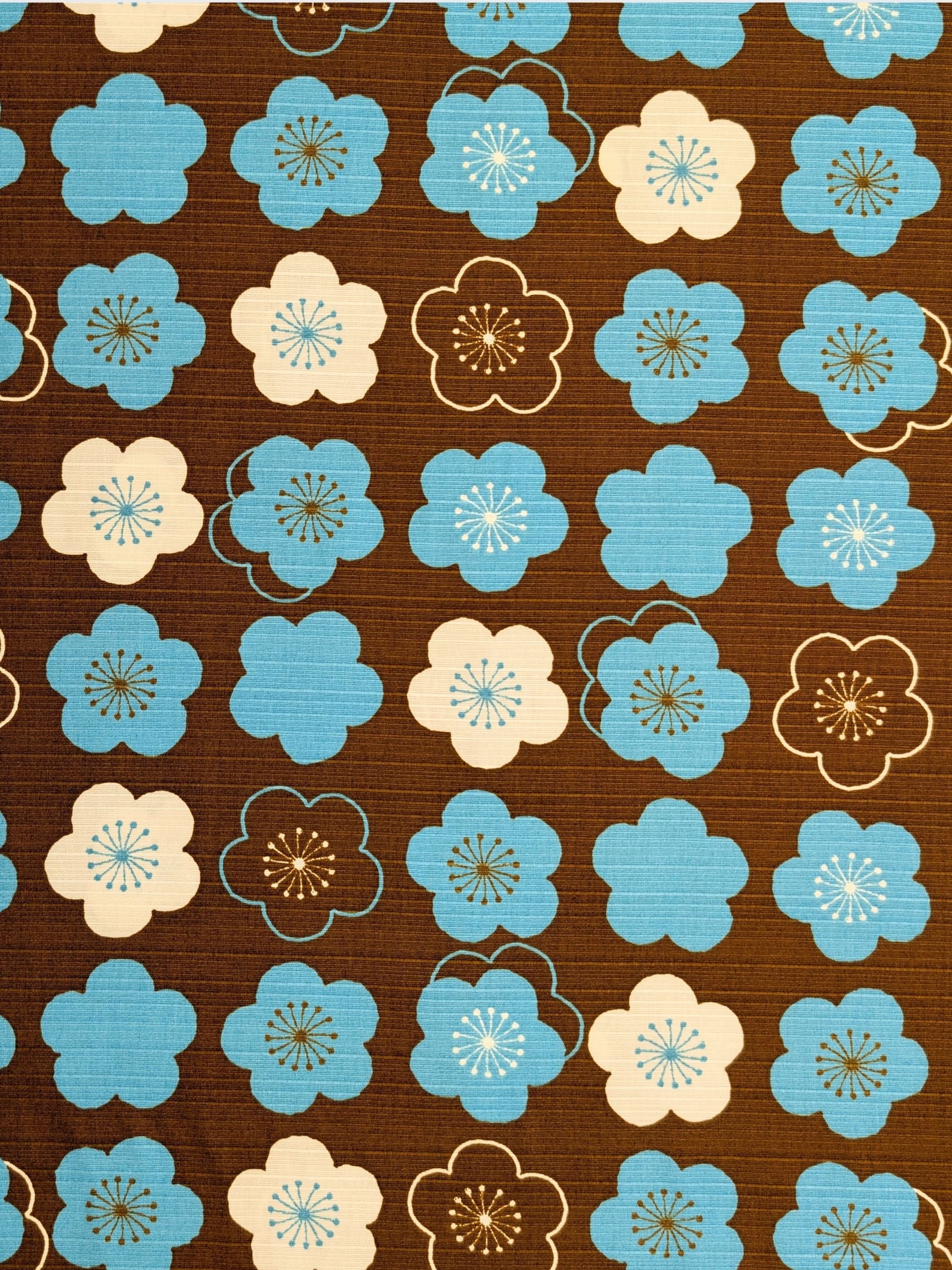 Sevenberry - Plum Blossom Cotton Shantung Fabric - Brown & Blue
