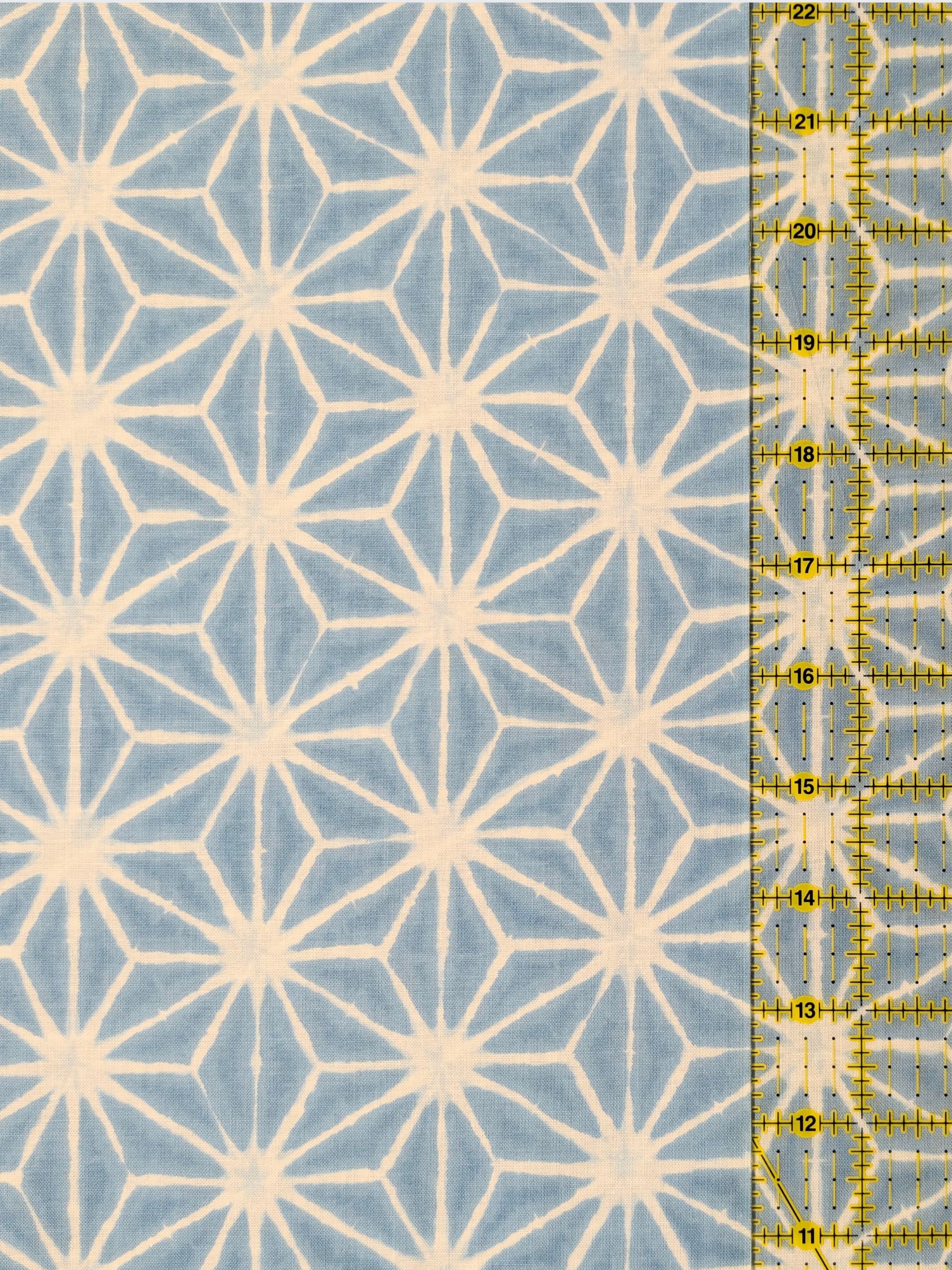 Sevenberry - Asanoha Shibori Printed Cotton Sheeting Fabric - Light Blue & White