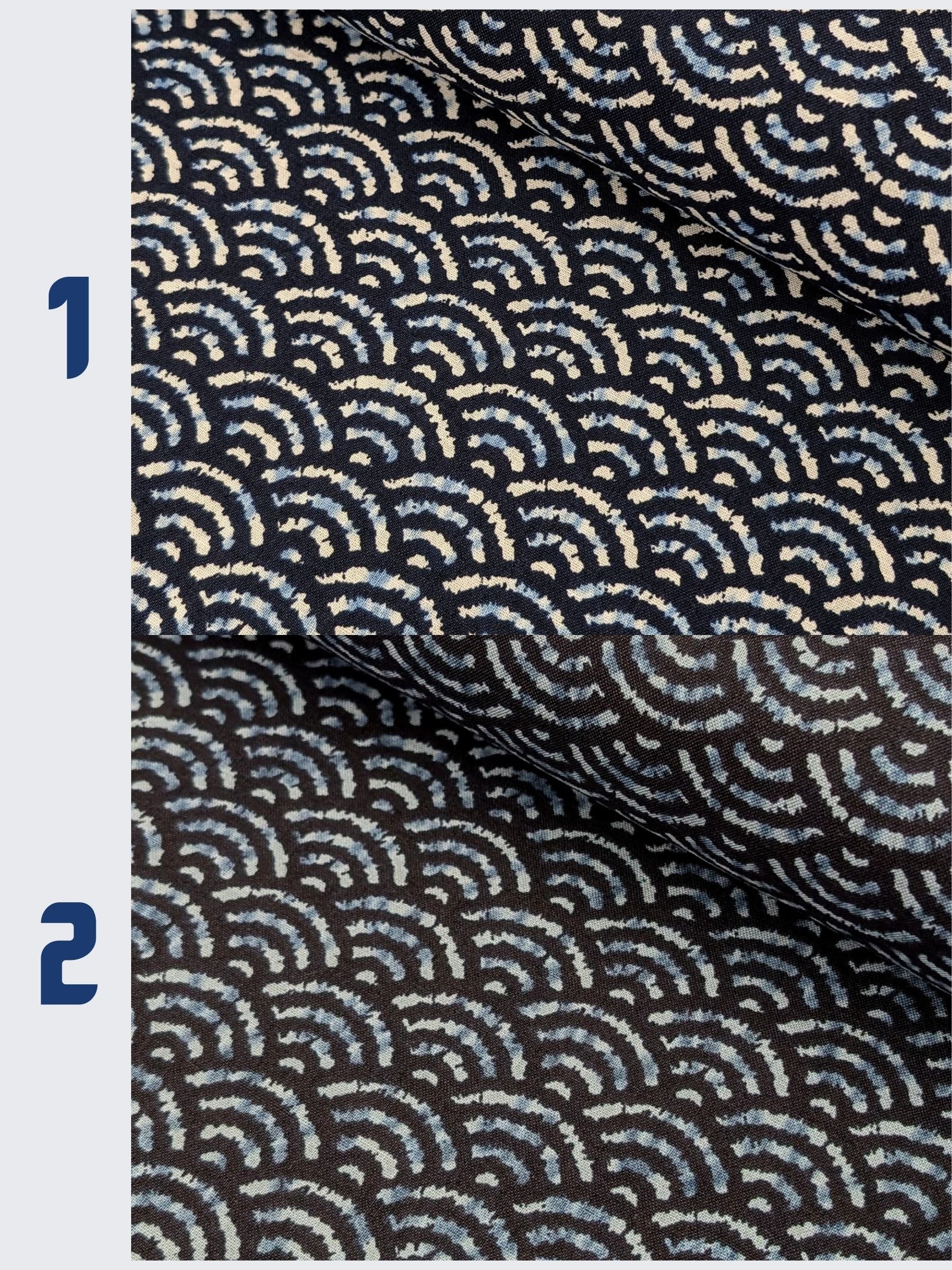 Sevenberry - Waves Printed Shibori-Style Collection Cotton Sheeting Fabric - Medium Blue