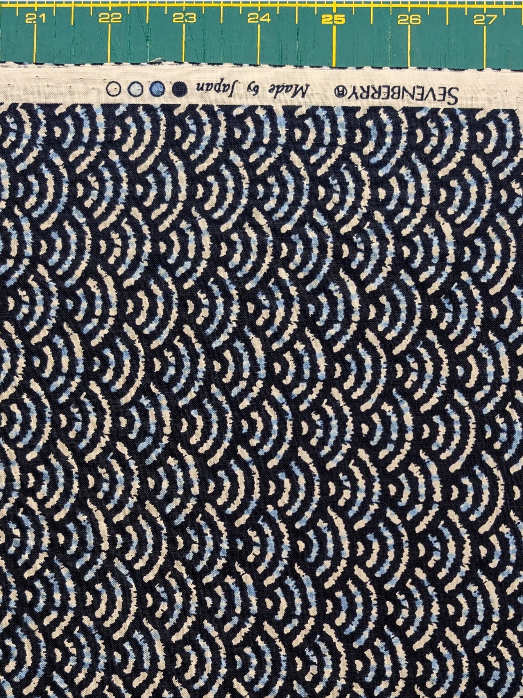 Sevenberry - Waves Printed Shibori-Style Collection Cotton Sheeting Fabric - Medium Blue