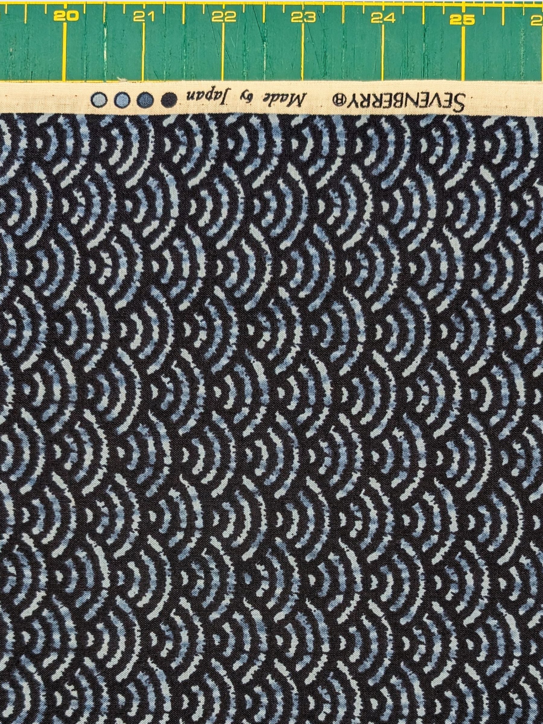 Sevenberry - Waves Printed Shibori-Style Collection Cotton Sheeting Fabric - Dark Blue