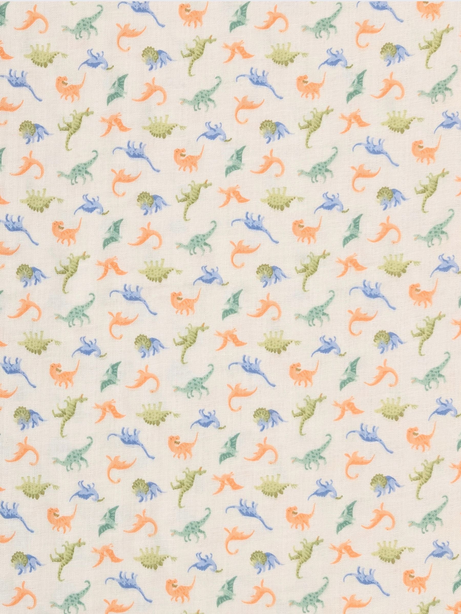 Sevenberry - Tiny Dinosaurs Cotton Double Gauze Fabric - White
