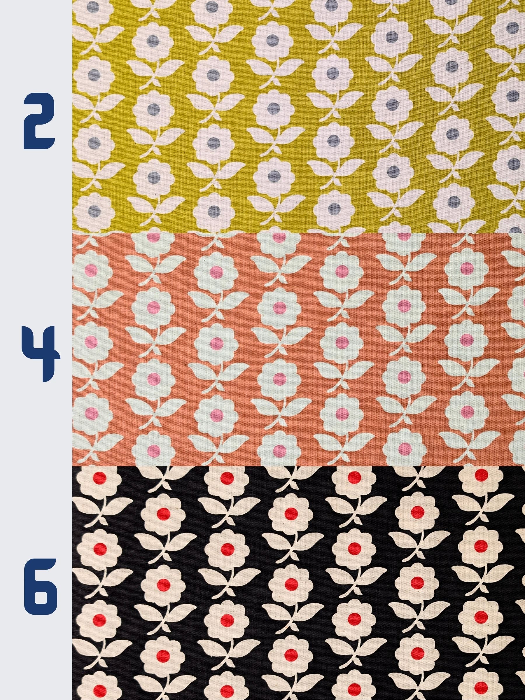 Sevenberry - Scandinavian Flowers Cotton/Linen Light Canvas Fabric - Coral Pink
