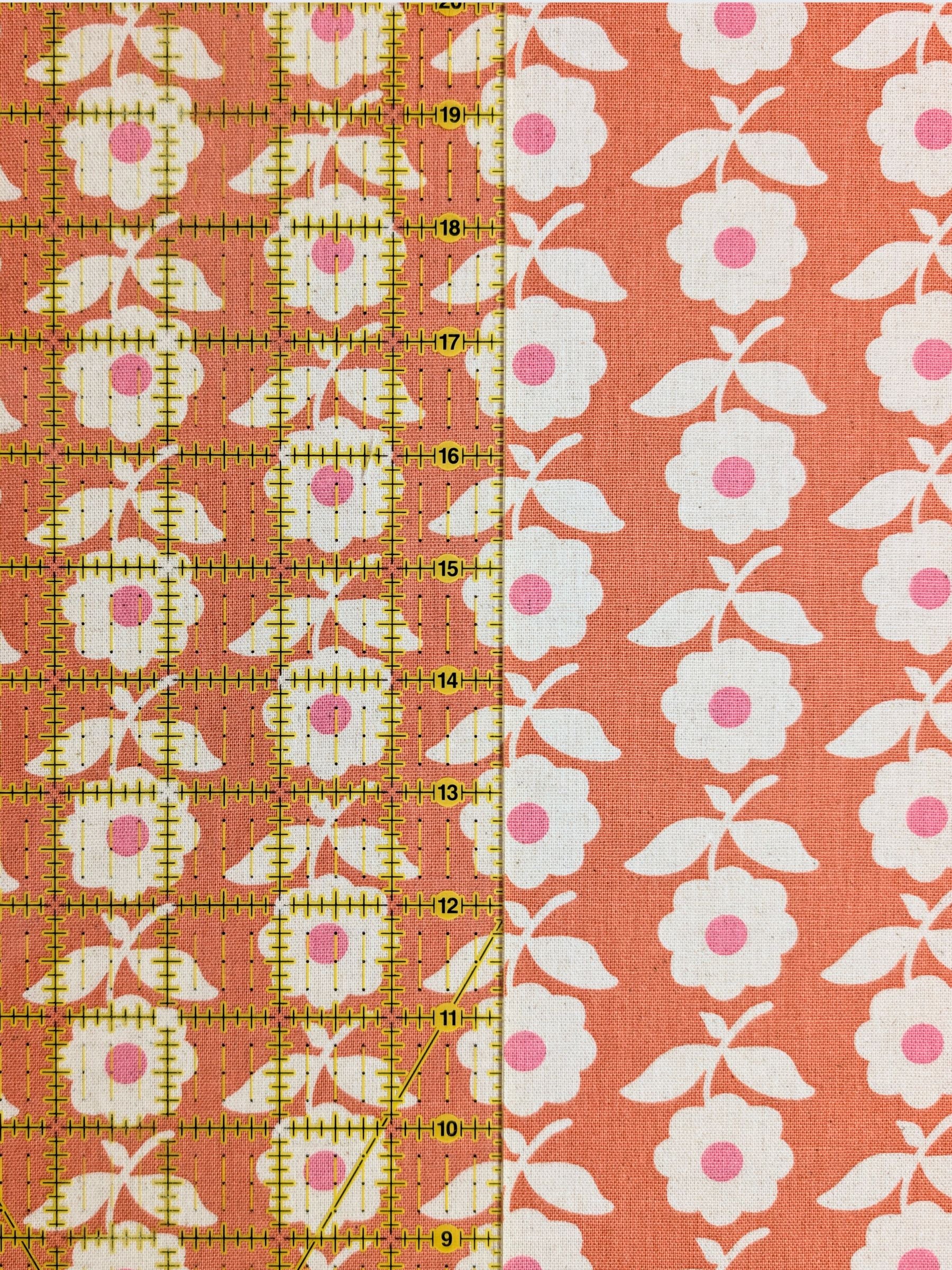 Sevenberry - Scandinavian Flowers Cotton/Linen Light Canvas Fabric - Coral Pink