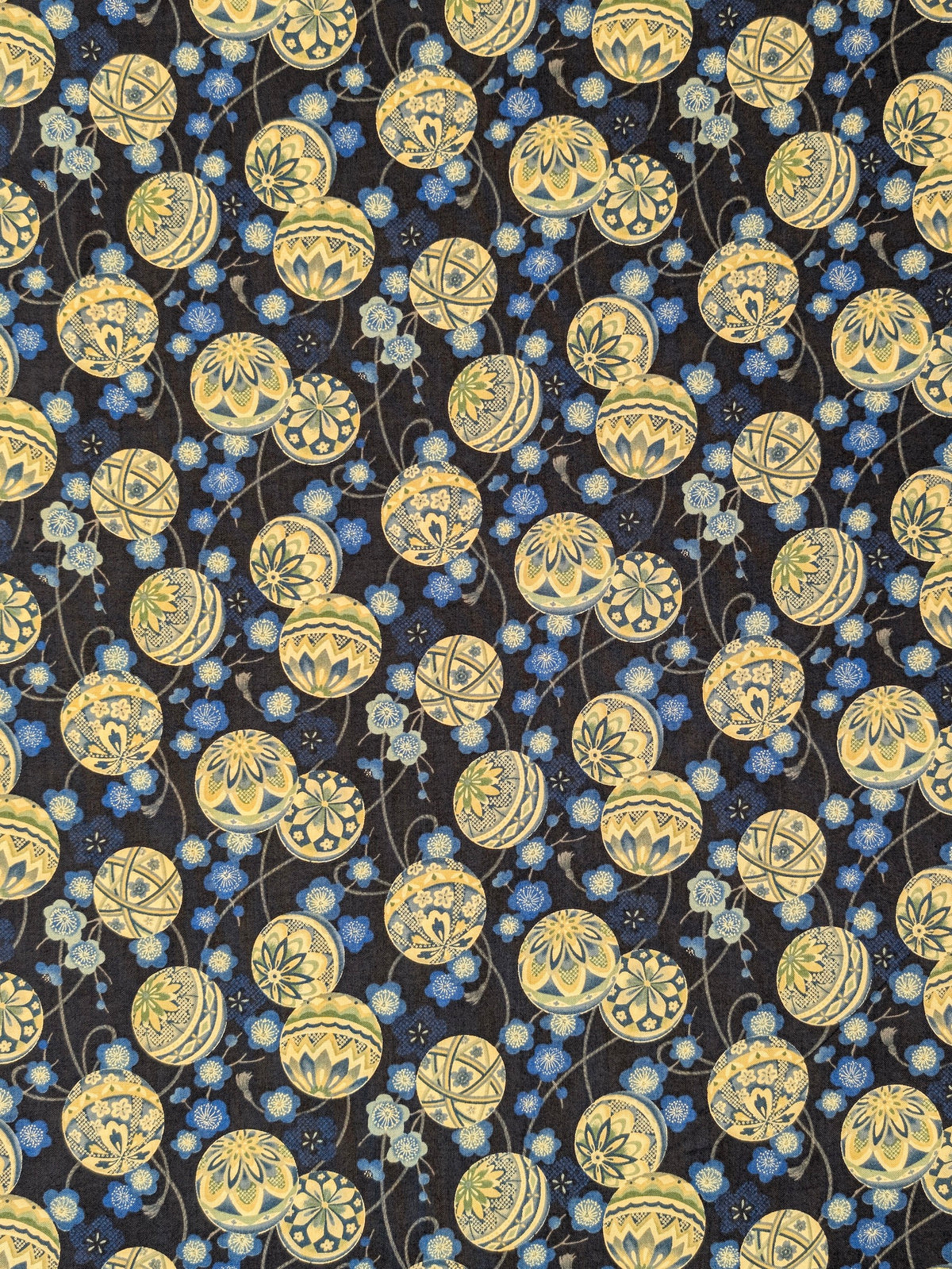 Sevenberry - Japanese Temari Balls Cotton Shirting Fabric - Dark Blue