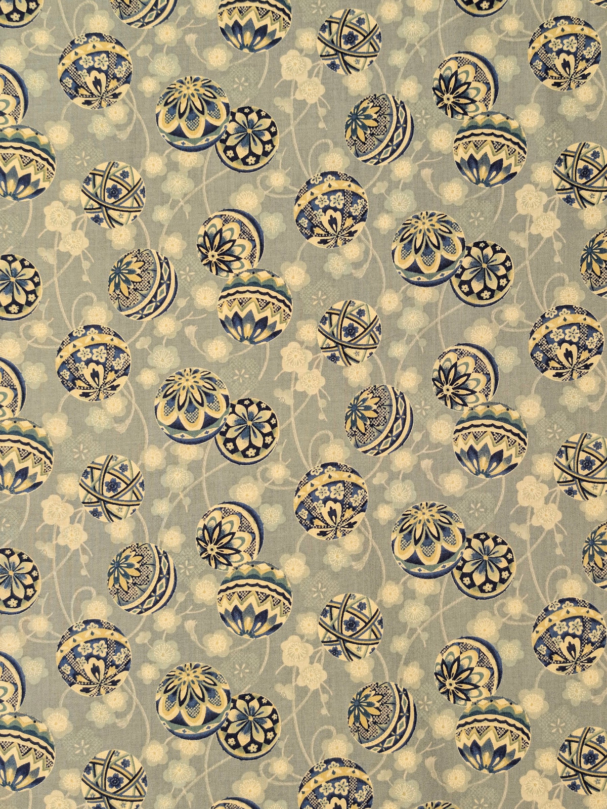 Sevenberry - Japanese Temari Balls Cotton Shirting Fabric - Light Blue