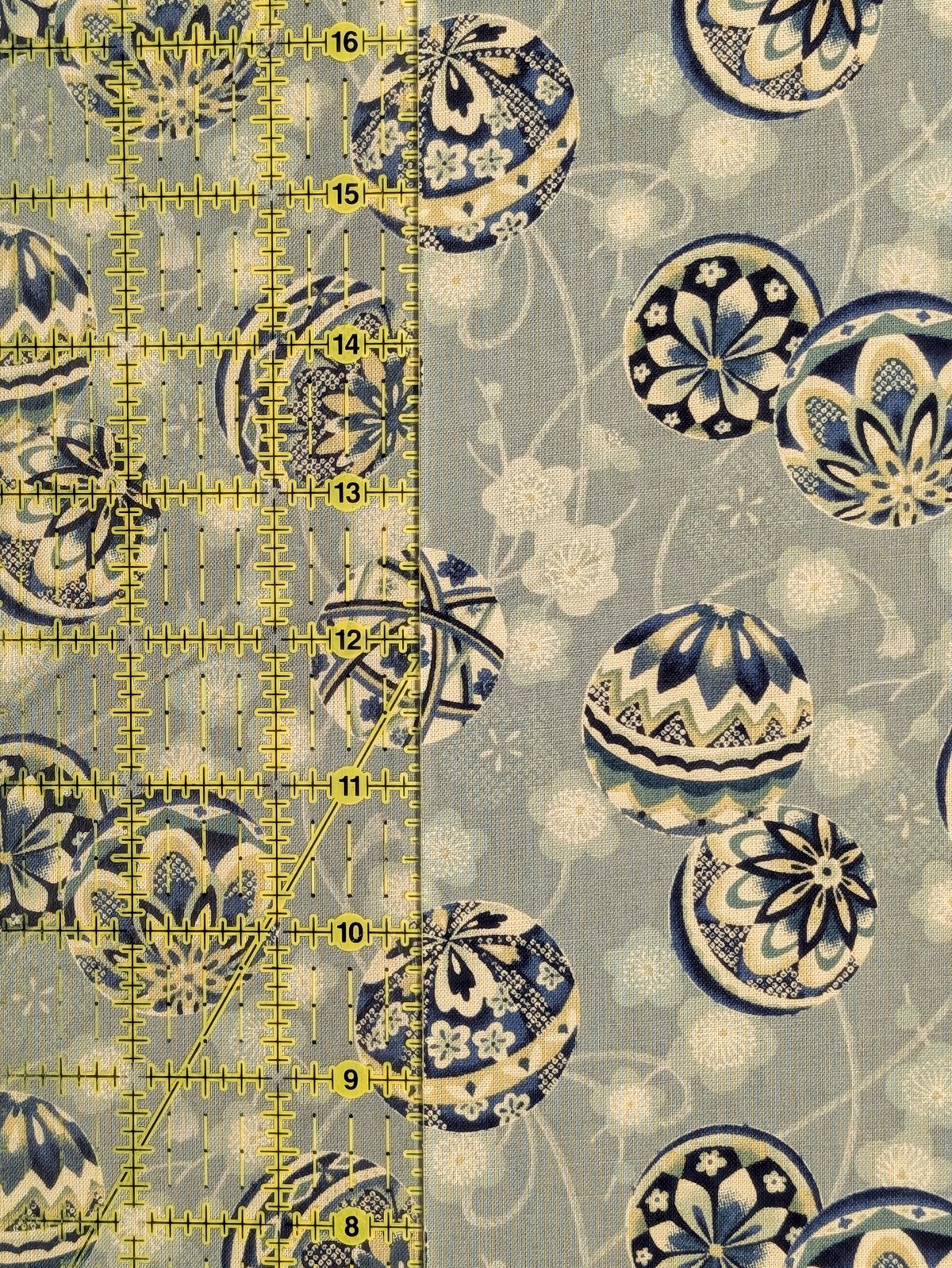 Sevenberry - Japanese Temari Balls Cotton Shirting Fabric - Light Blue