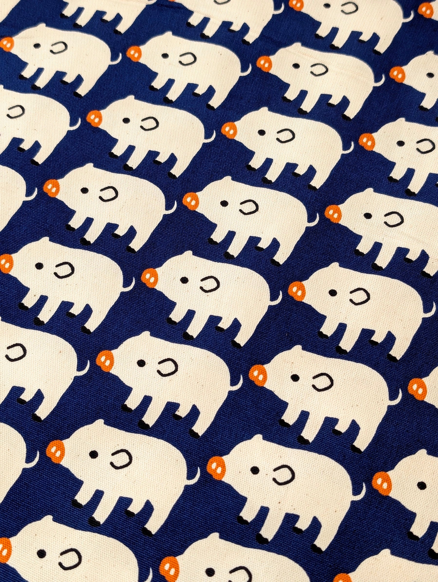 Sevenberry - Wee Piggies Oxford Canvas Cotton Fabric - Navy Blue