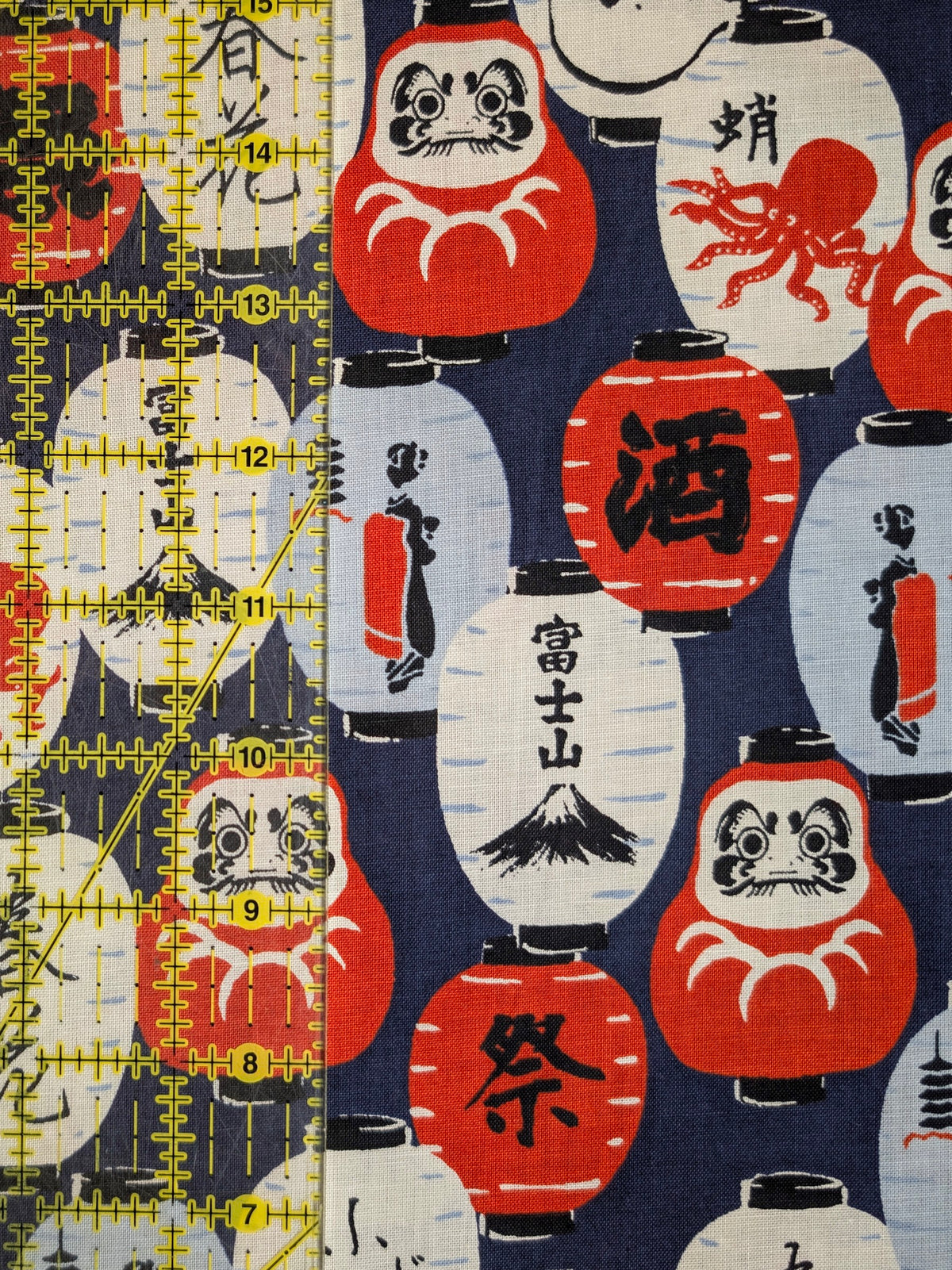 Sevenberry - Daruma Lantern Block Print Cotton Shirting Fabric - Navy
