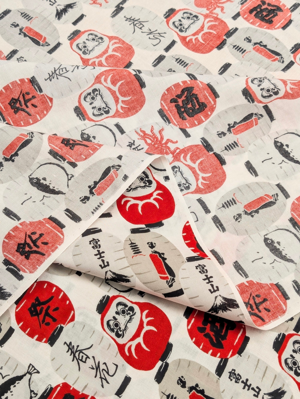 Sevenberry - Daruma Lantern Block Print Cotton Shirting Fabric - White