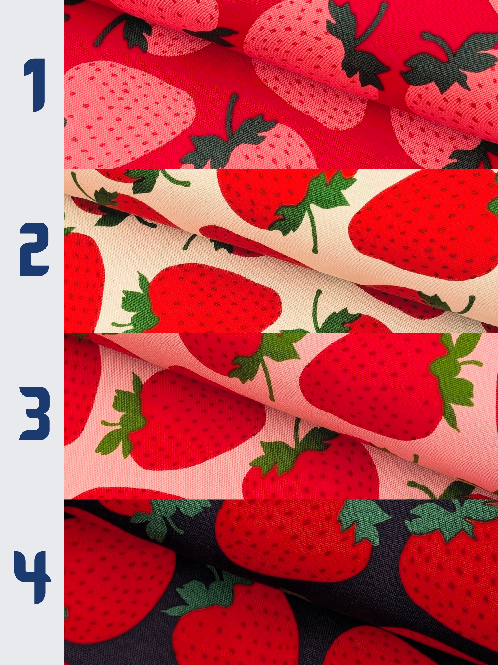 Sevenberry - Big Strawberries Oxford Canvas Cotton Fabric - Red & Pink