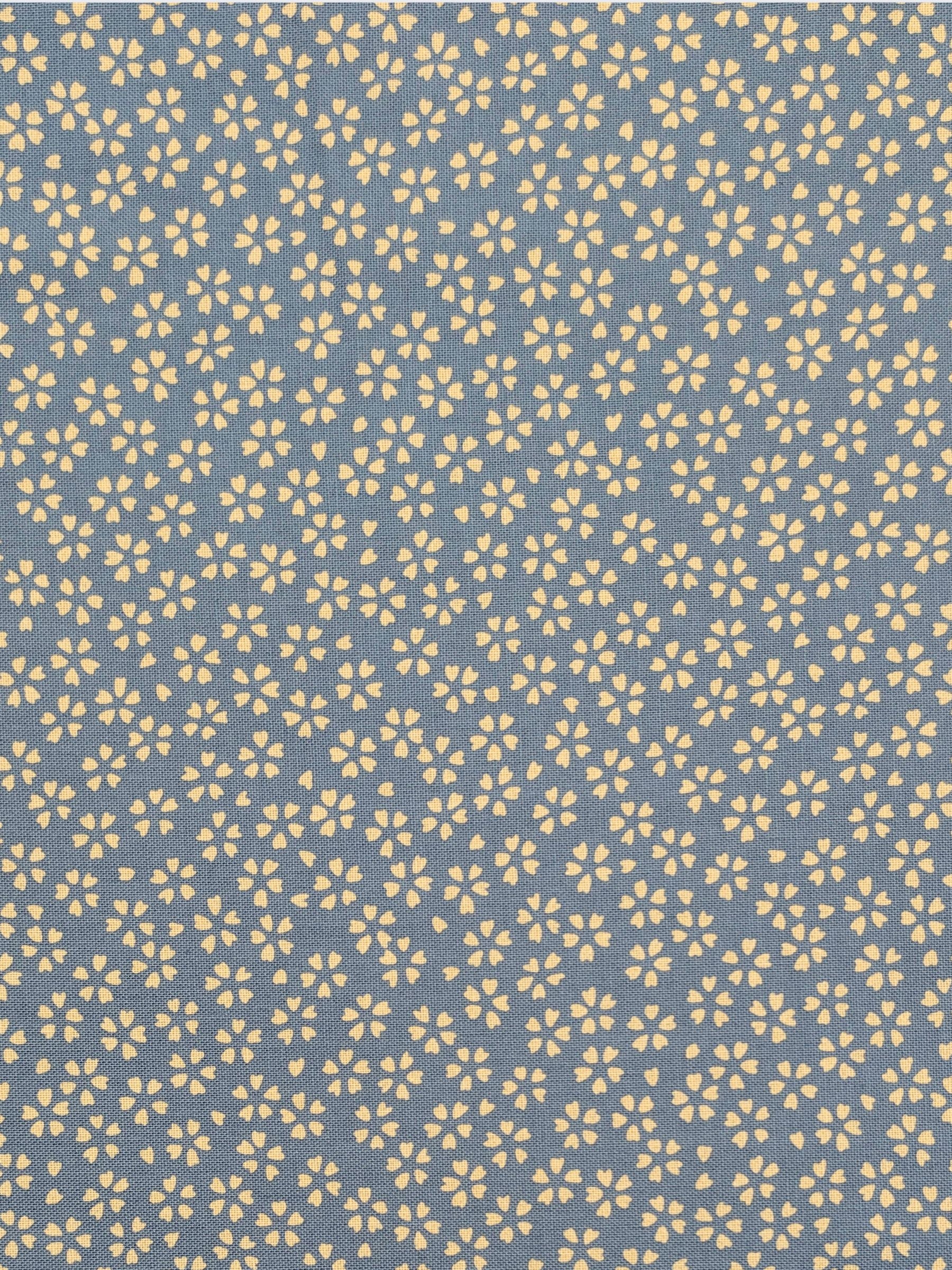 Sevenberry - Sakura Cherry Blossom Cotton Sheeting Fabric - Light Blue & Beige