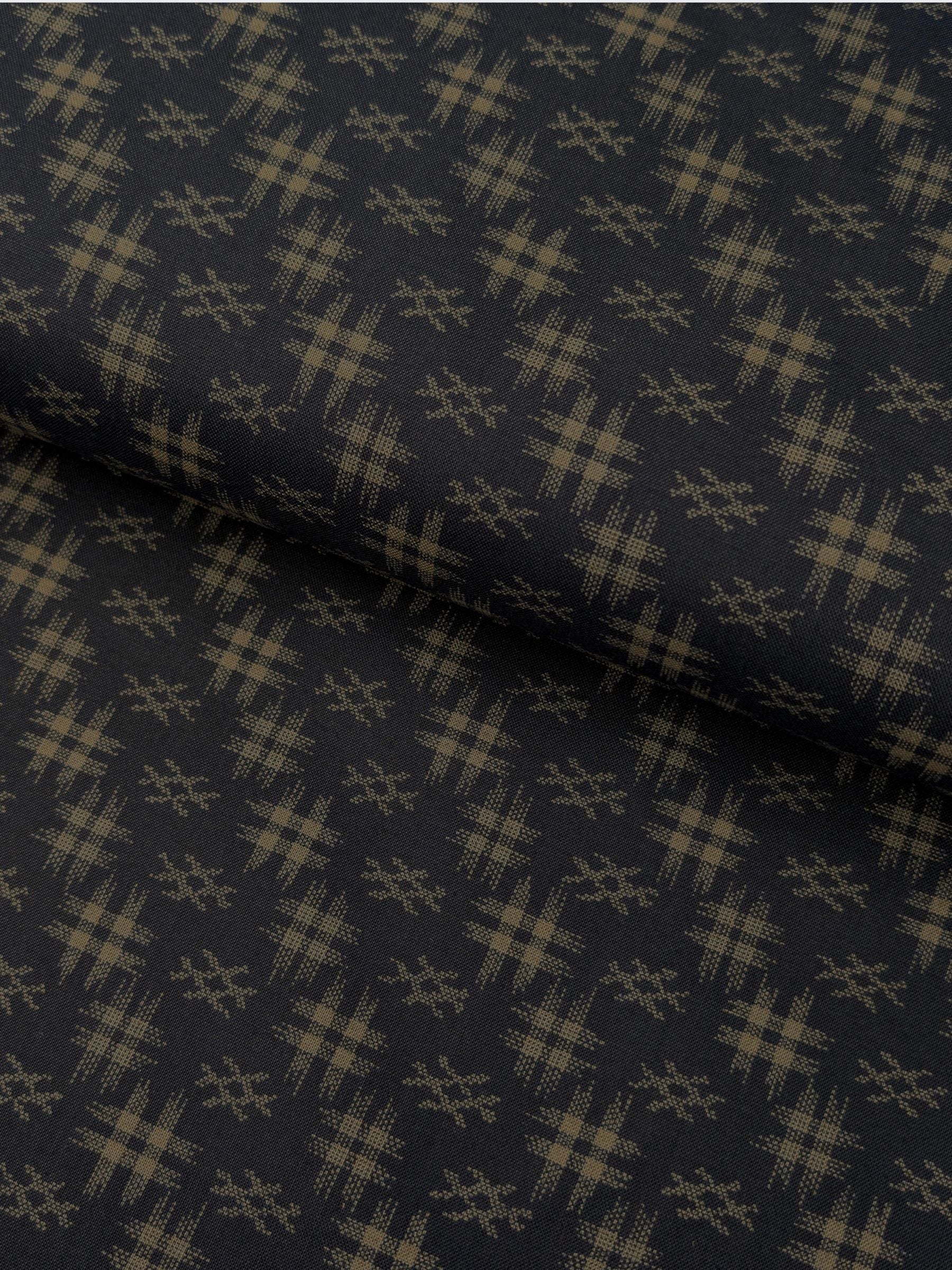 Sevenberry - Water Well (Hashtag Design) Cotton Sheeting Fabric - Navy & Gray