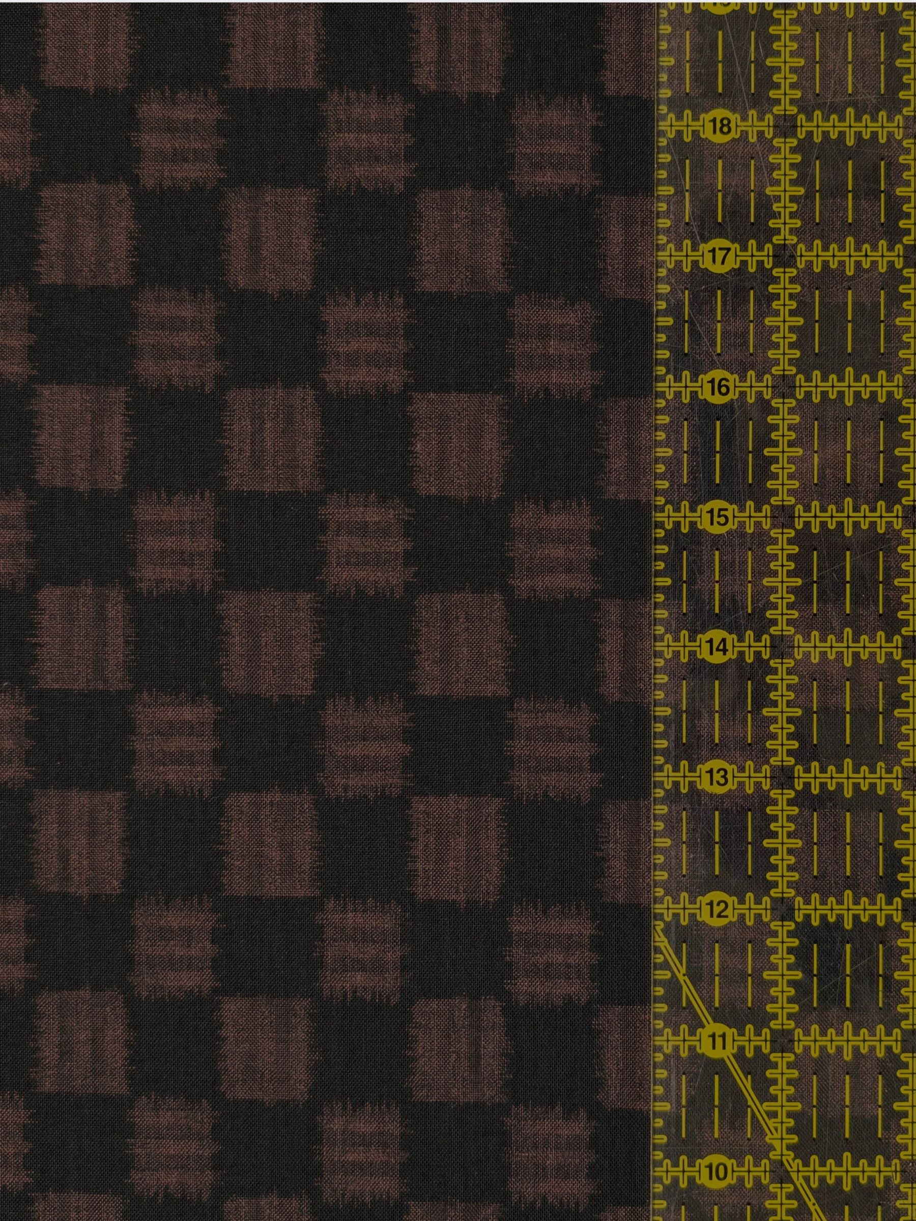 Sevenberry - Printed Ikat Squares Cotton Fabric - Black Brown