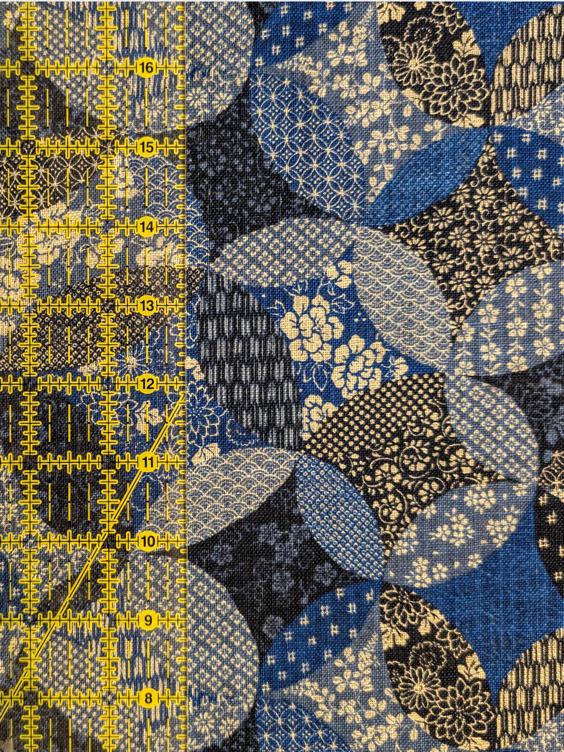 Sevenberry - Patchwork Shippo Rustic Weave Cotton Fabric - Medium Blue
