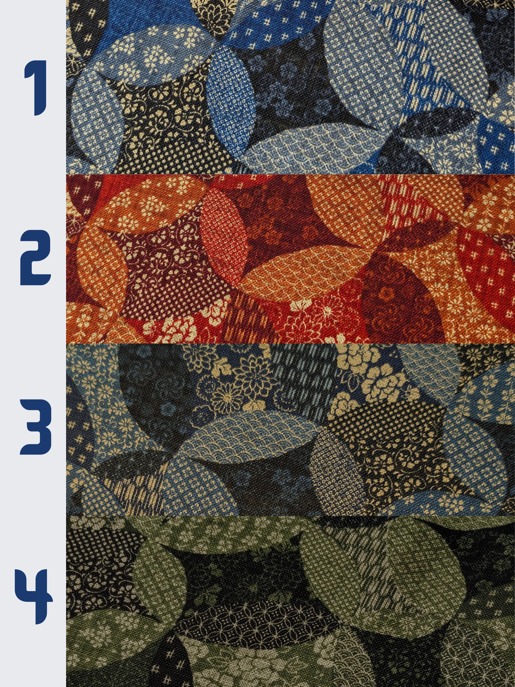 Sevenberry - Patchwork Shippo Rustic Weave Cotton Fabric - Medium Blue