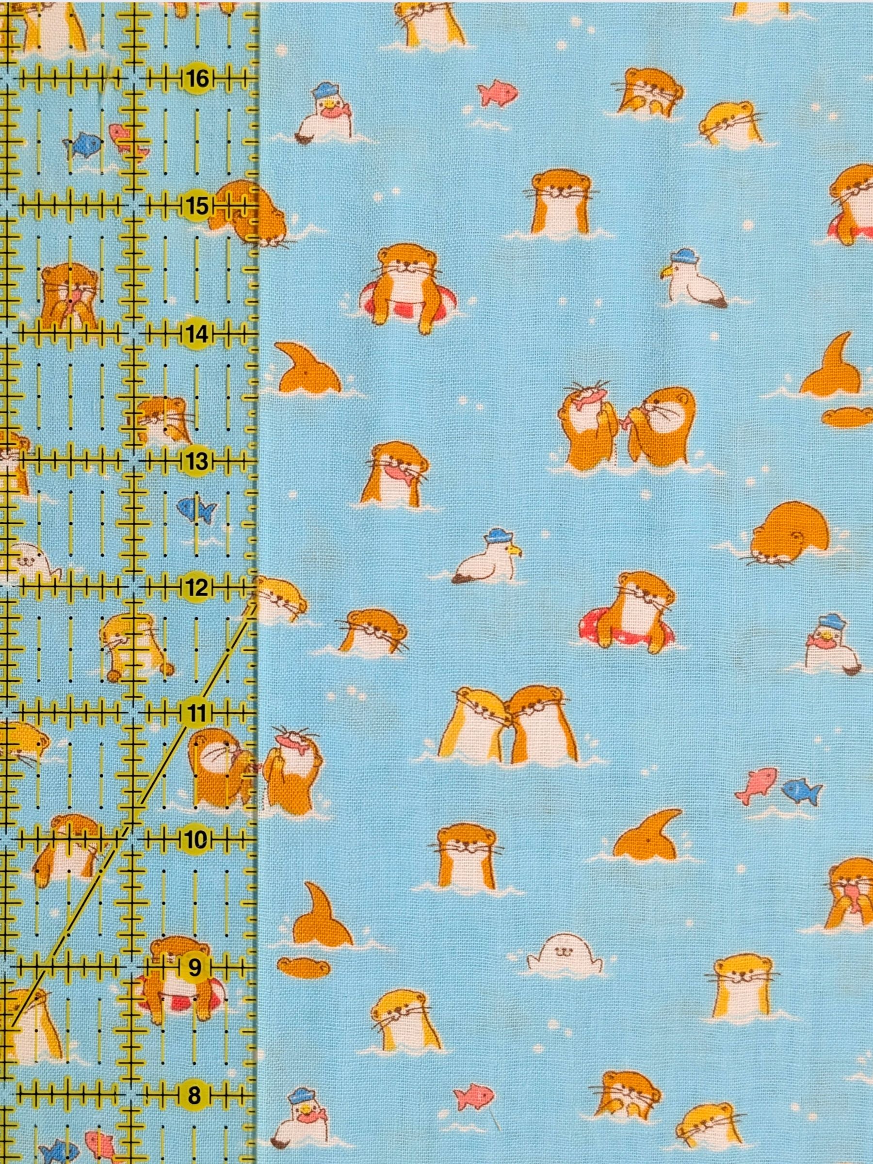 Cosmo - Little Otters Cotton Double Gauze Fabric - Blue