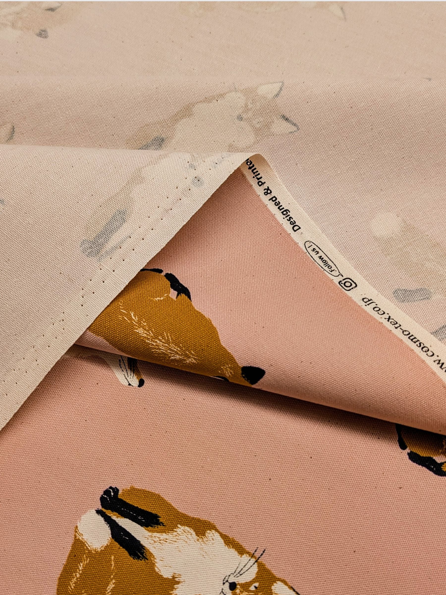 Cosmo - Playful Foxes Cotton Oxford Fabric - Pink