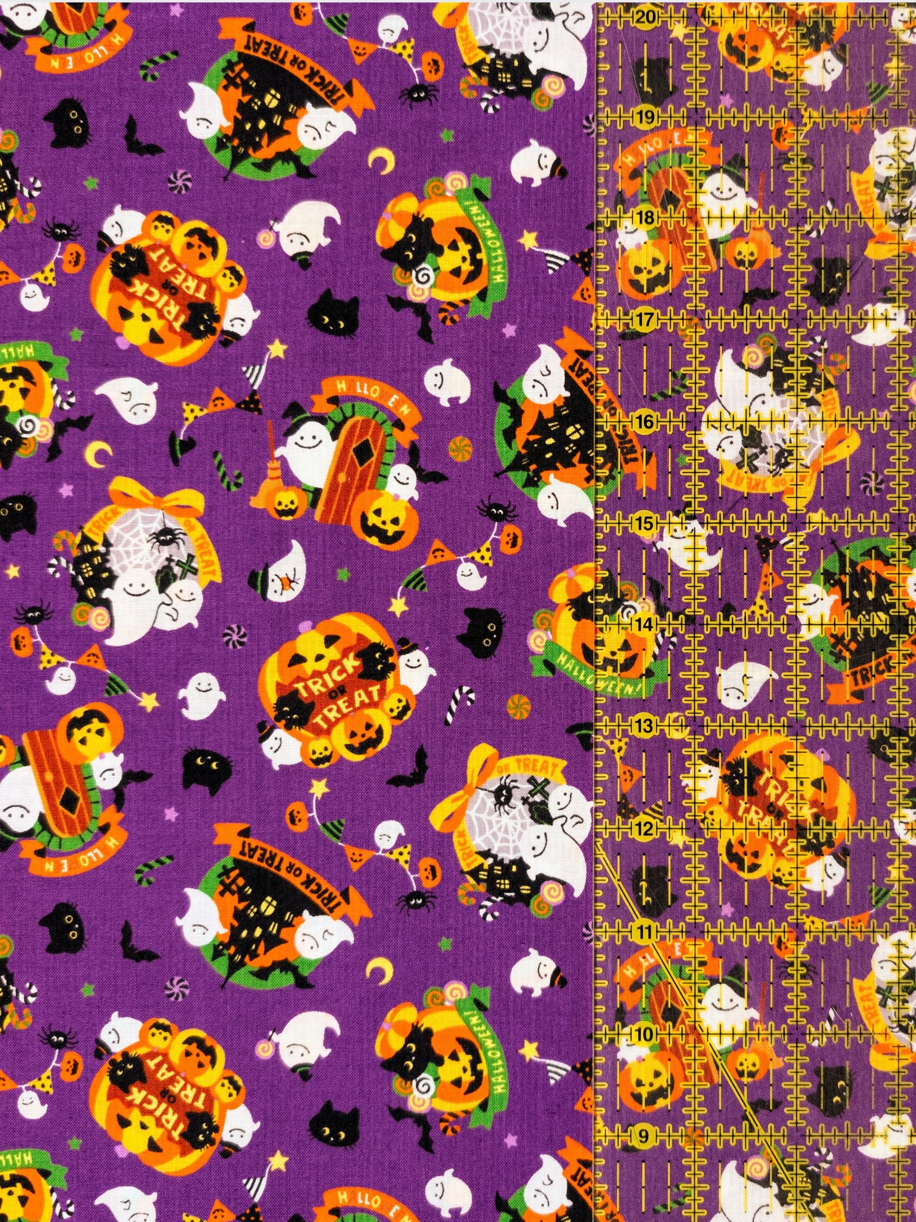 Cosmo - Trick-or-Treat Ghosts Cotton Shirting Fabric - Purple