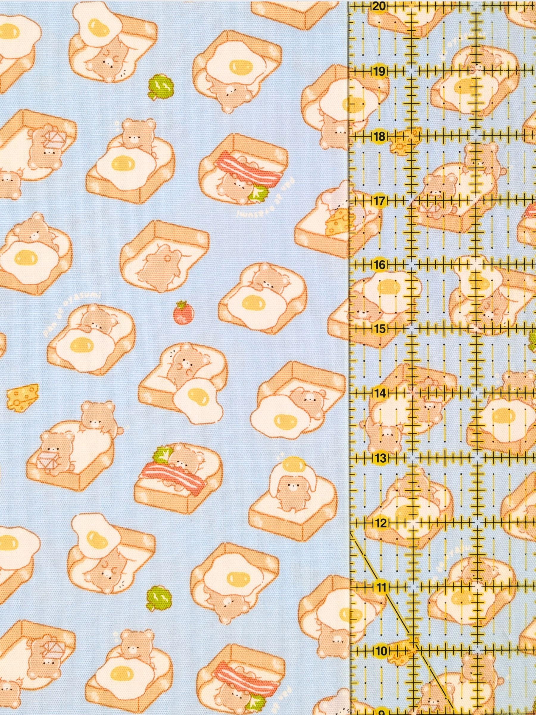 Cosmo - Bear Toast Cotton Oxford Fabric - Blue