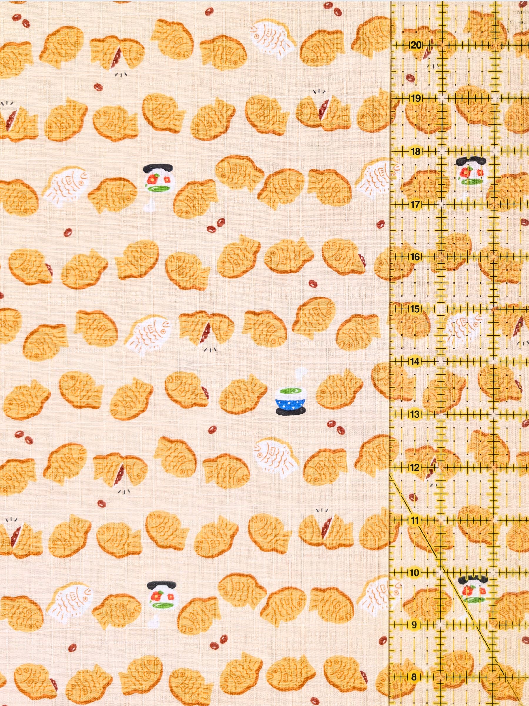 Cosmo - Taiyaki Tea Time Cotton Dobby Fabric - Beige