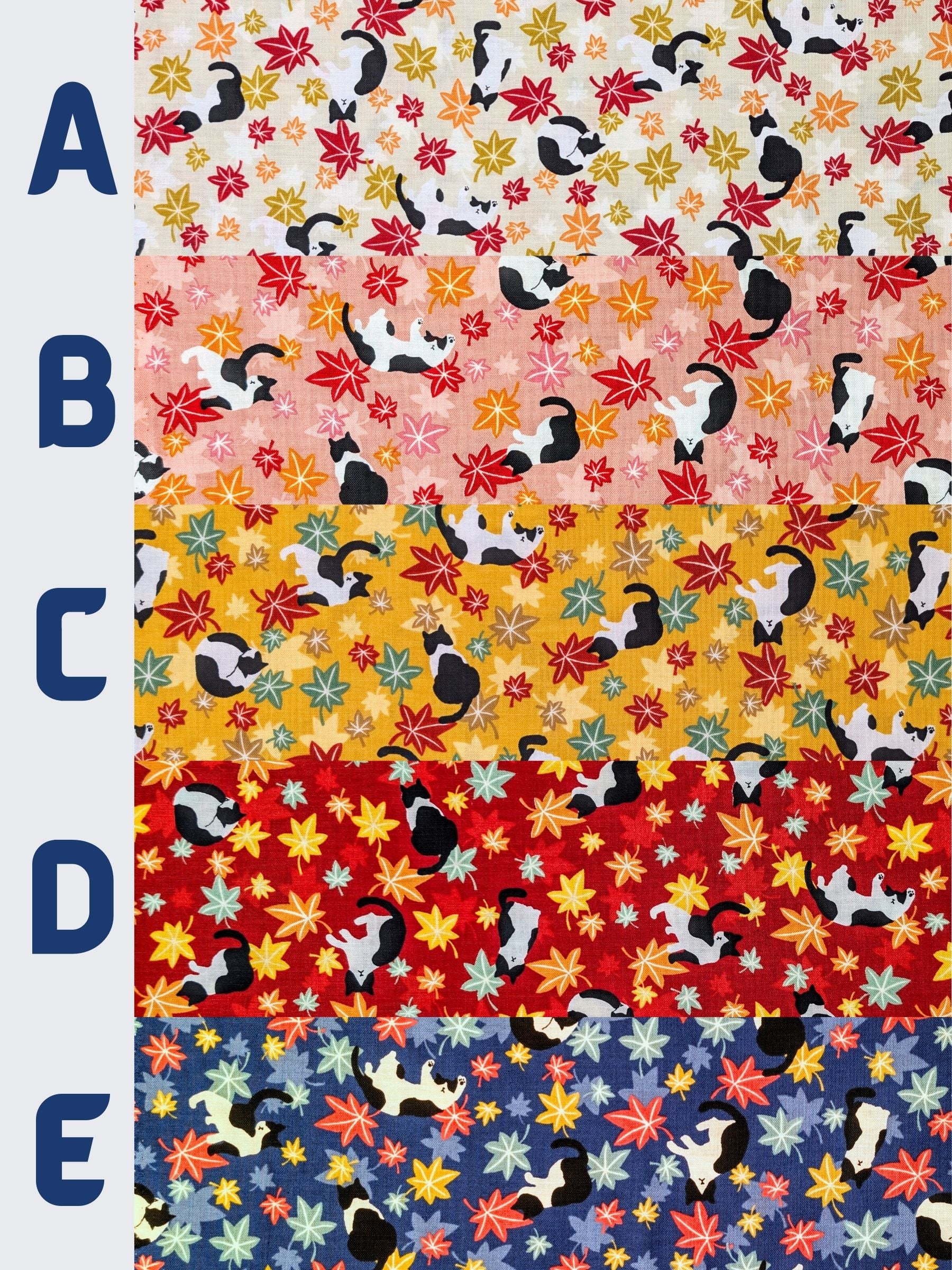 Cosmo - Maple Leaves & Cats Cotton Sheeting Fabric - Red