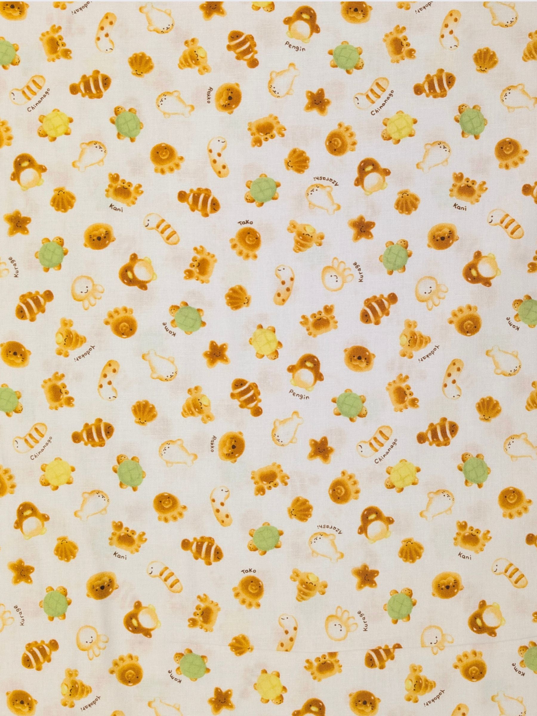 Cosmo - Cutesie Ocean Breads Cotton Sheeting Fabric - White