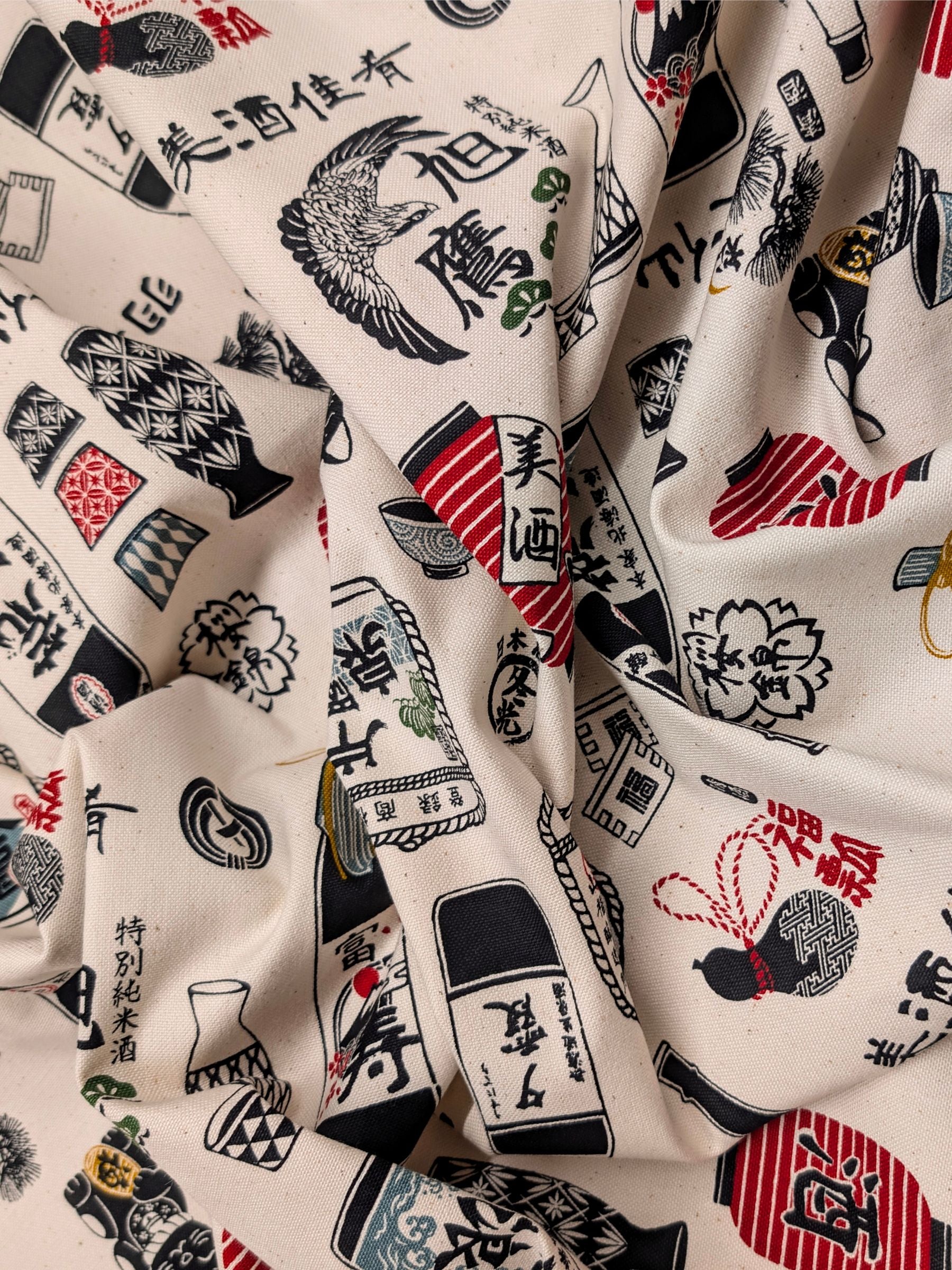 Cosmo - Sake Time Cotton Oxford Canvas Fabric - Beige