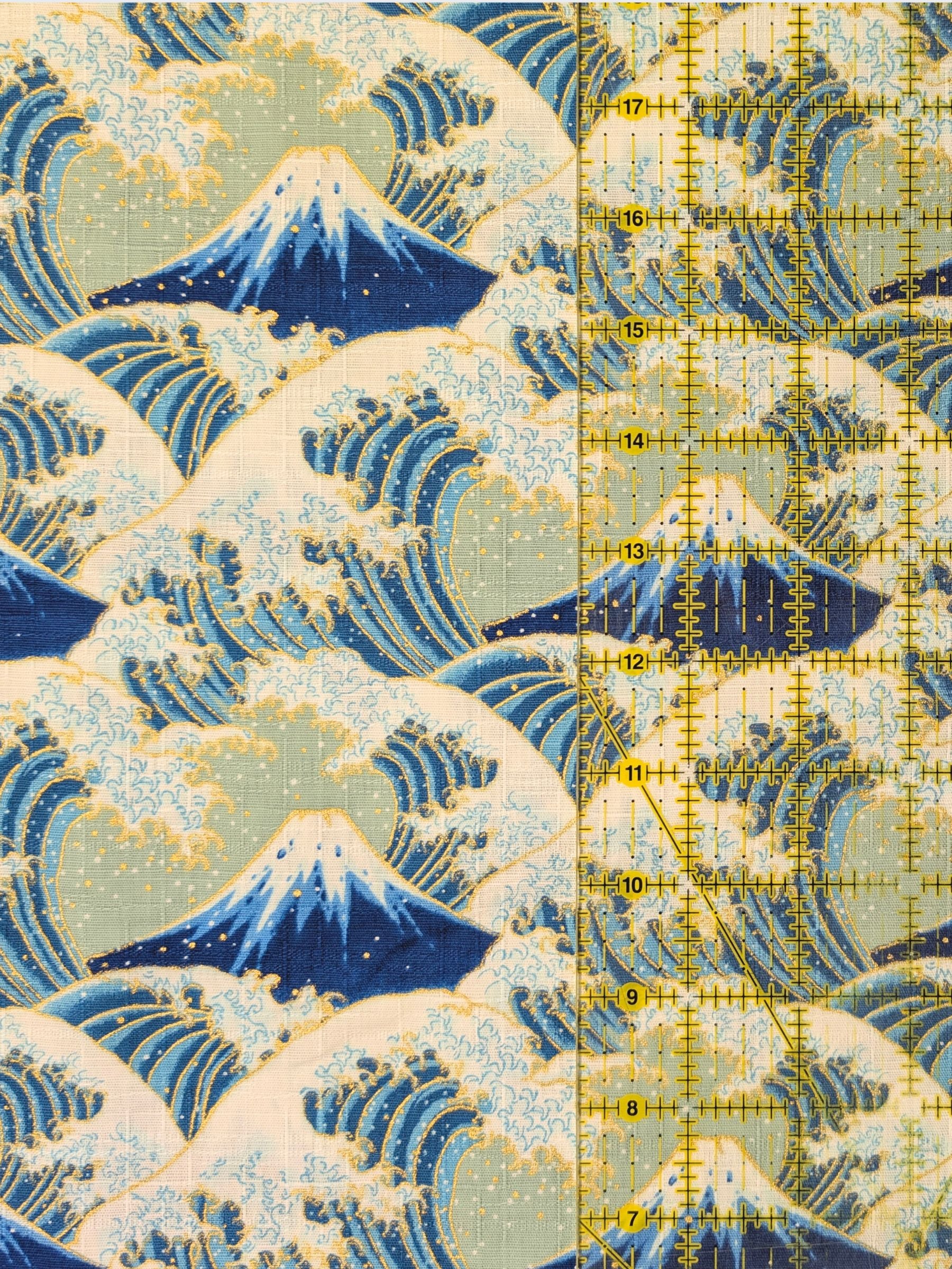 Cosmo - Golden Ocean Mountain Cotton Dobby Fabric - Blue & Green