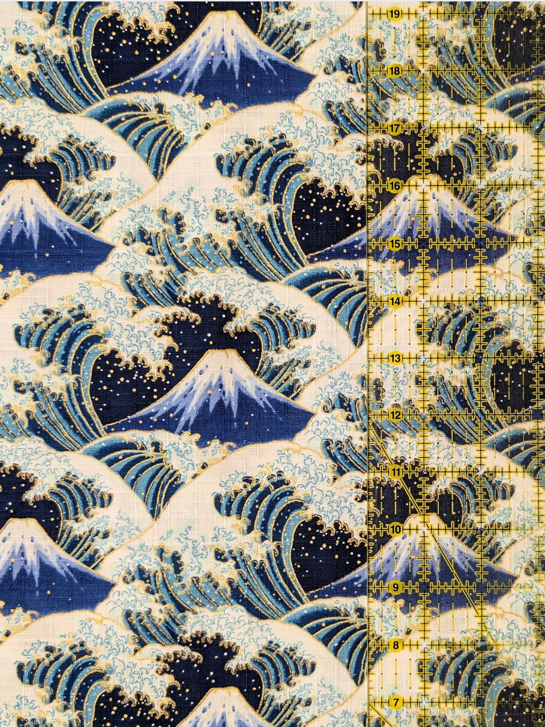 Cosmo - Golden Ocean Mountain Cotton Dobby Fabric - Navy Blue