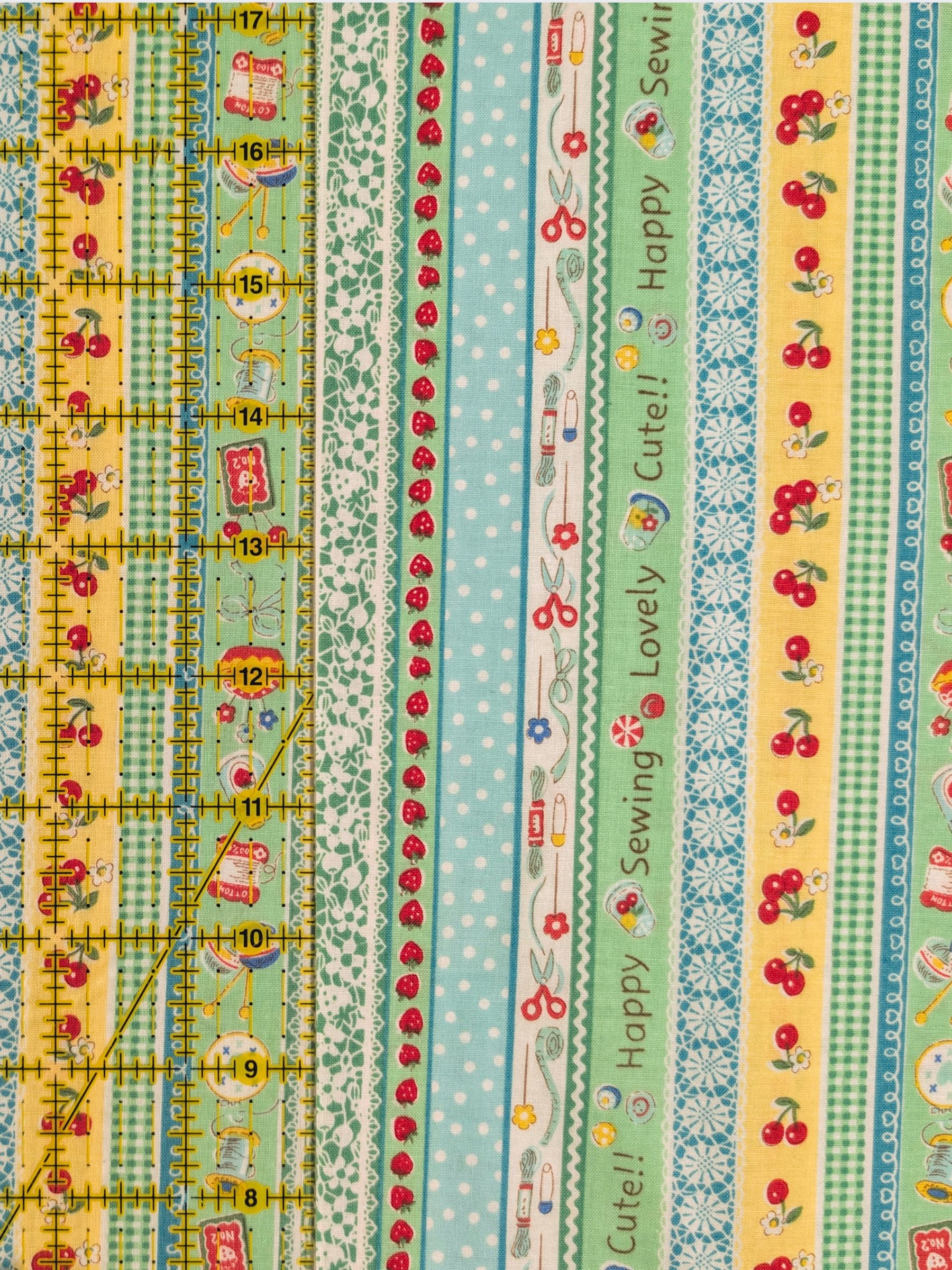 Yuwa - Cute Crafting Stripes Cotton Sheeting Fabric - Green