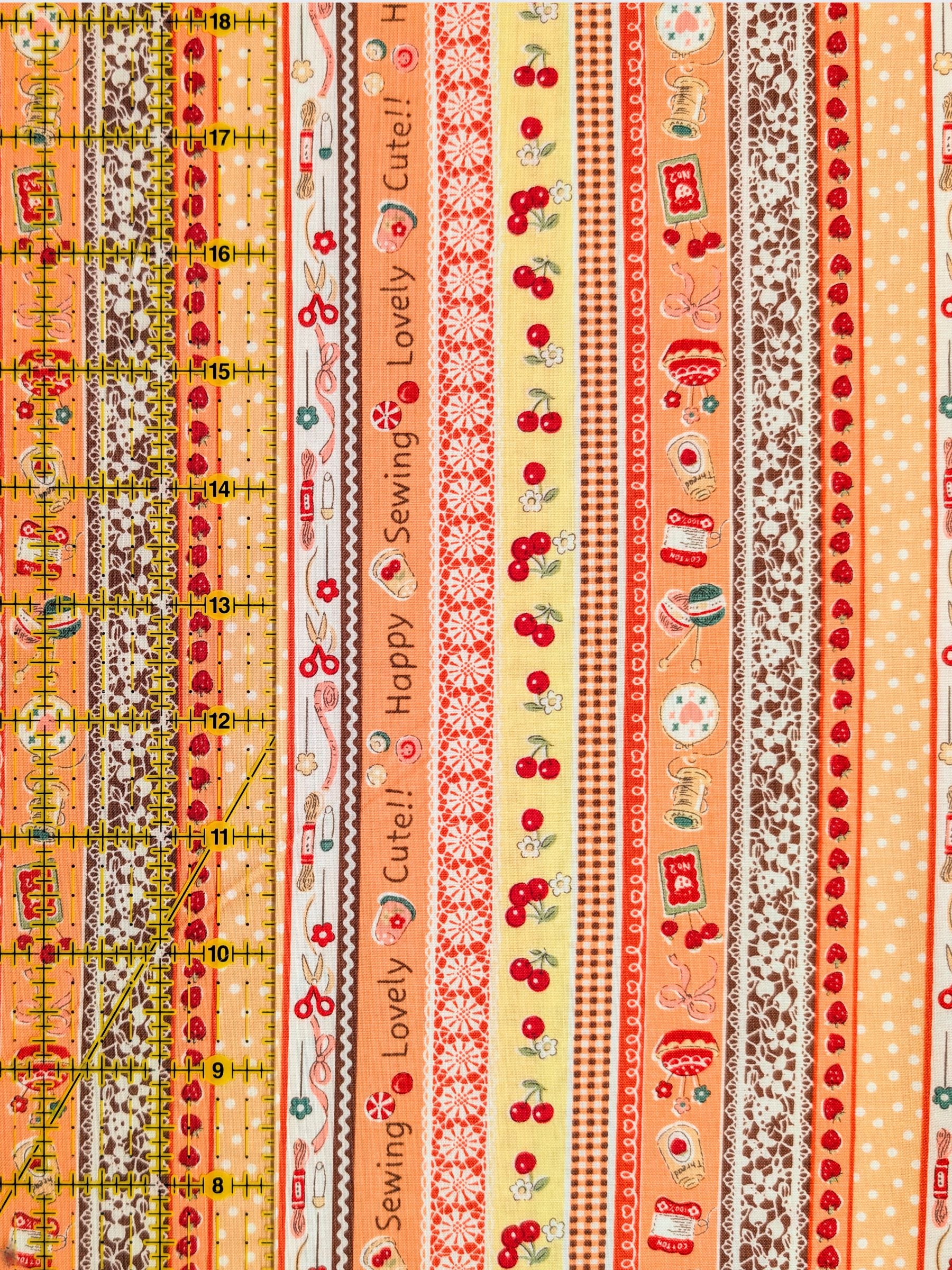 Yuwa - Cute Crafting Stripes Cotton Sheeting Fabric - Orange
