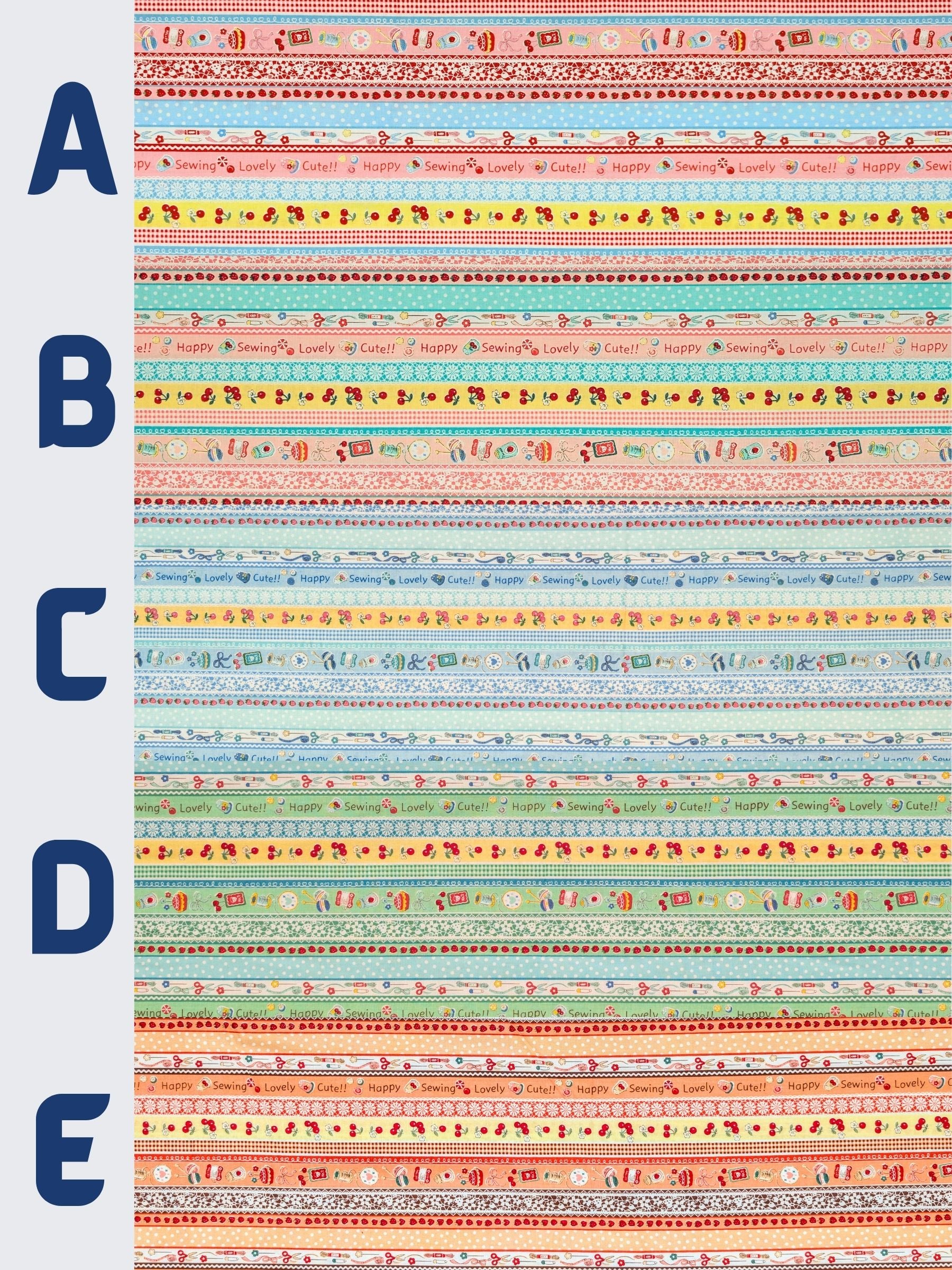 Yuwa - Cute Crafting Stripes Cotton Sheeting Fabric - Green