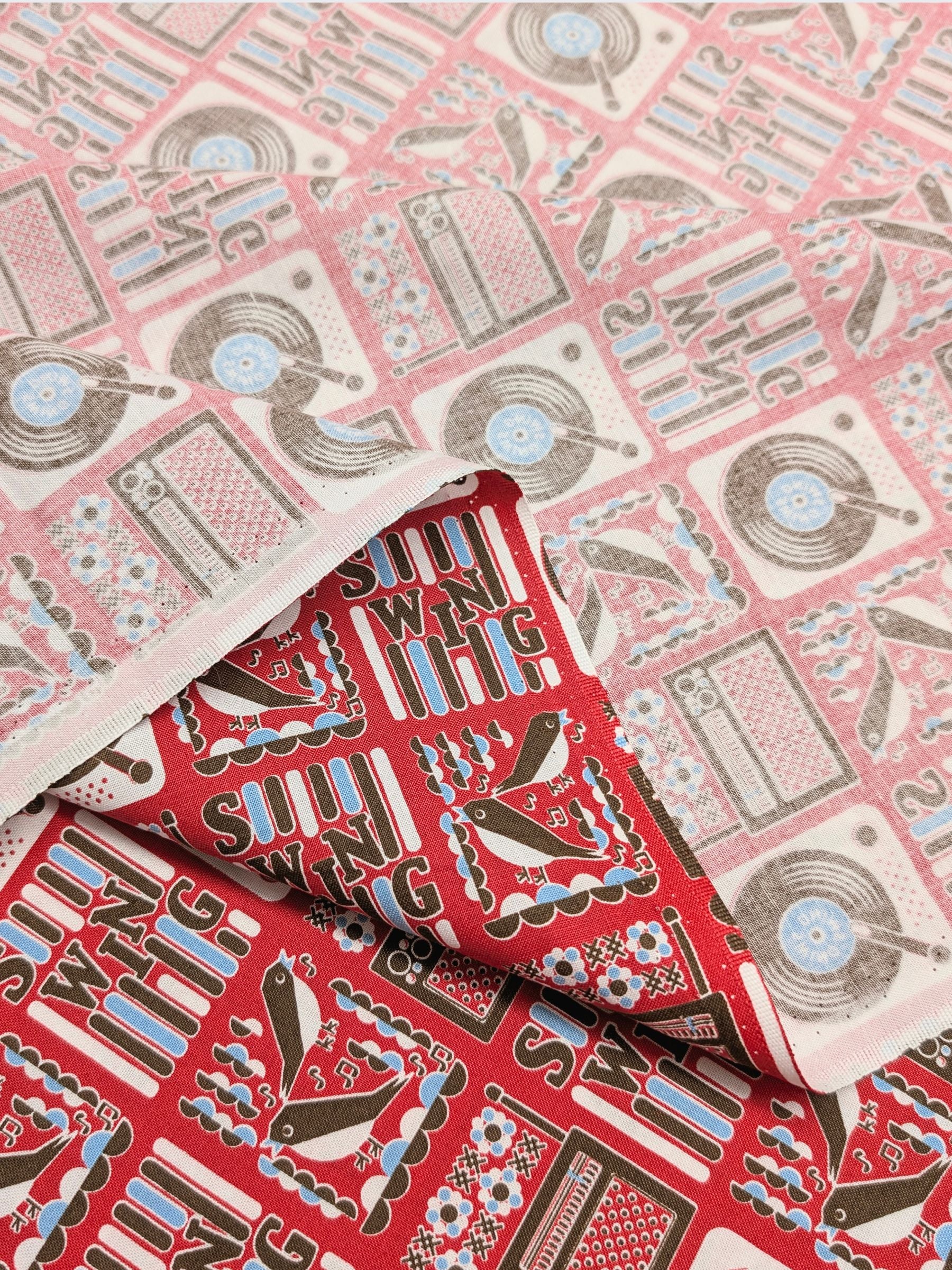 Yuwa - Swing Music Cotton Sheeting Fabric - Red