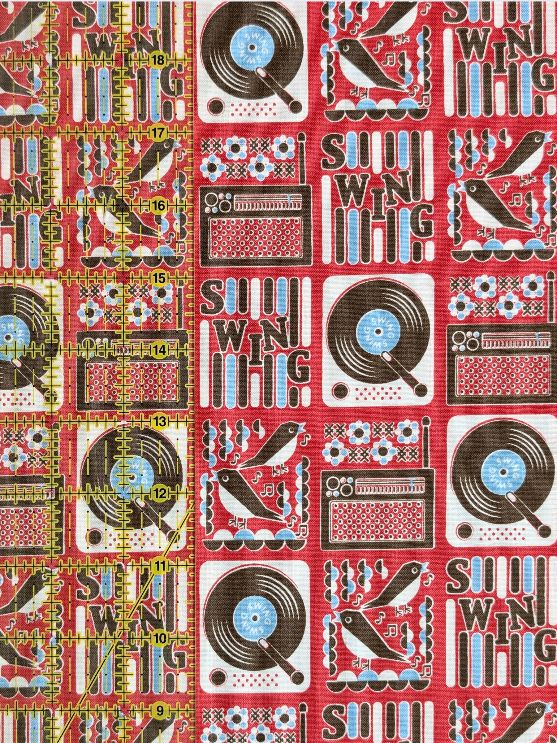 Yuwa - Swing Music Cotton Sheeting Fabric - Red