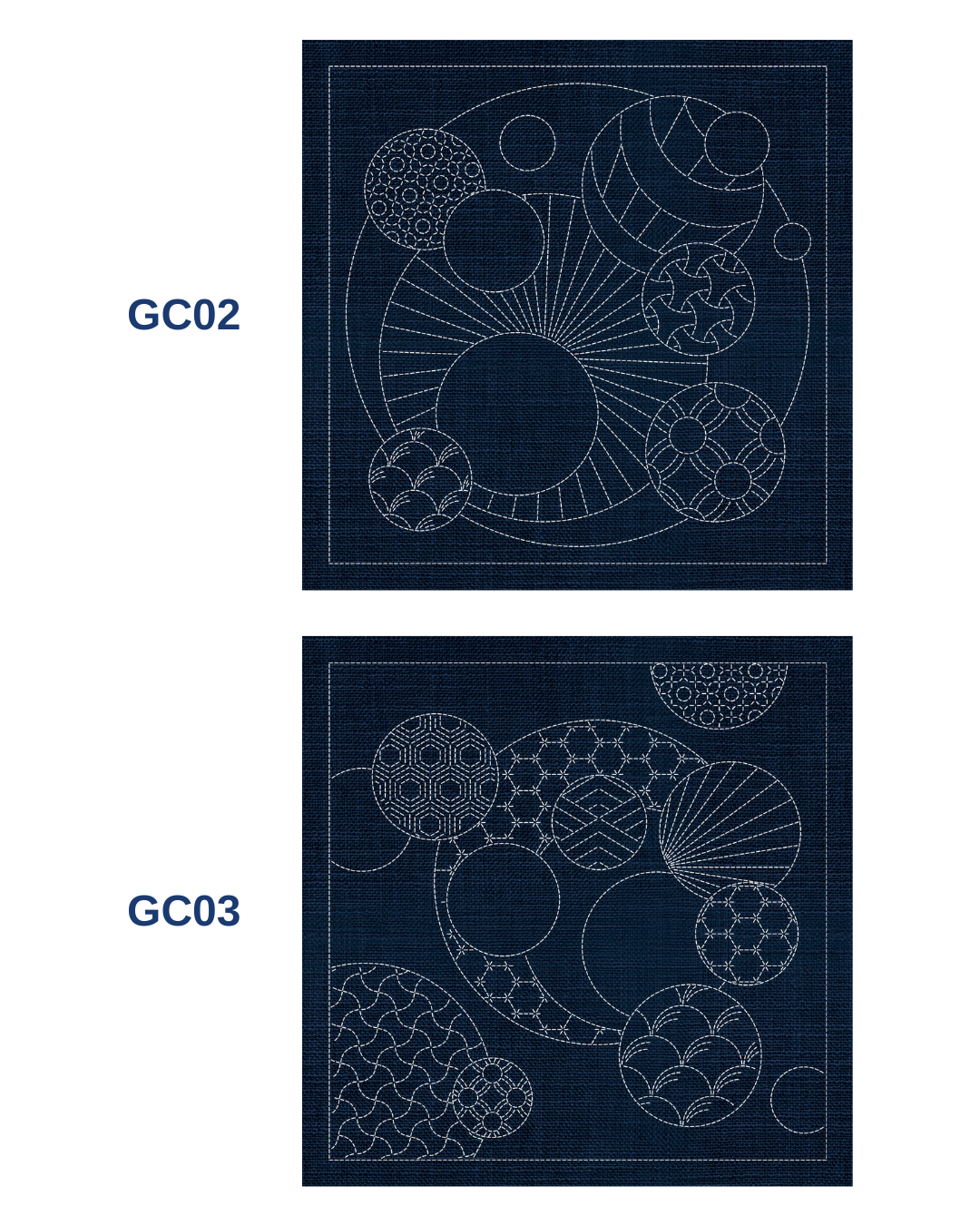 Sashiko Australia - Geometric Circles 2 & 3 - Navy