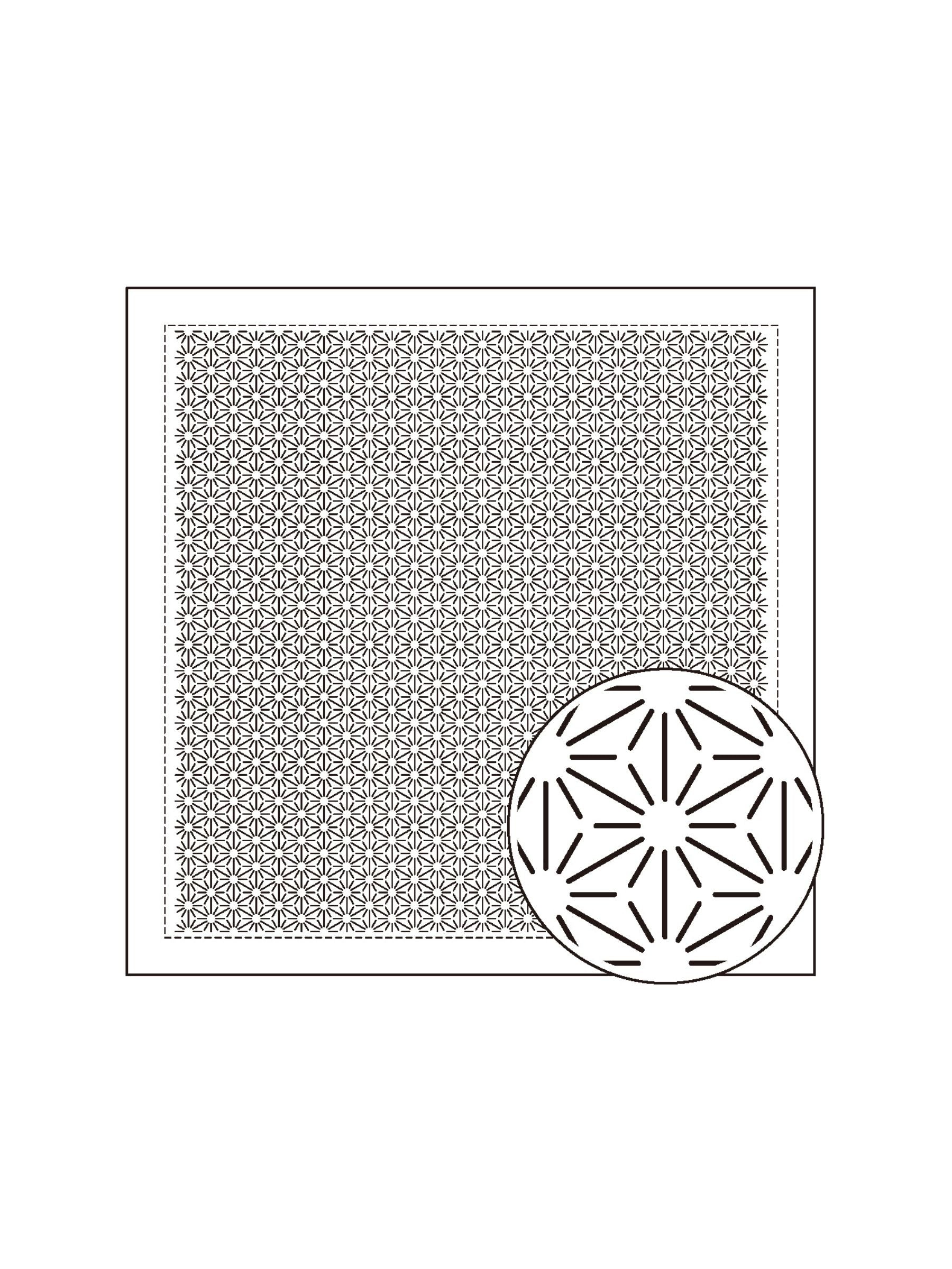 Olympus - Single Stitching Collection "Hemp Leaf" Cotton Sashiko Sampler Cloth - White