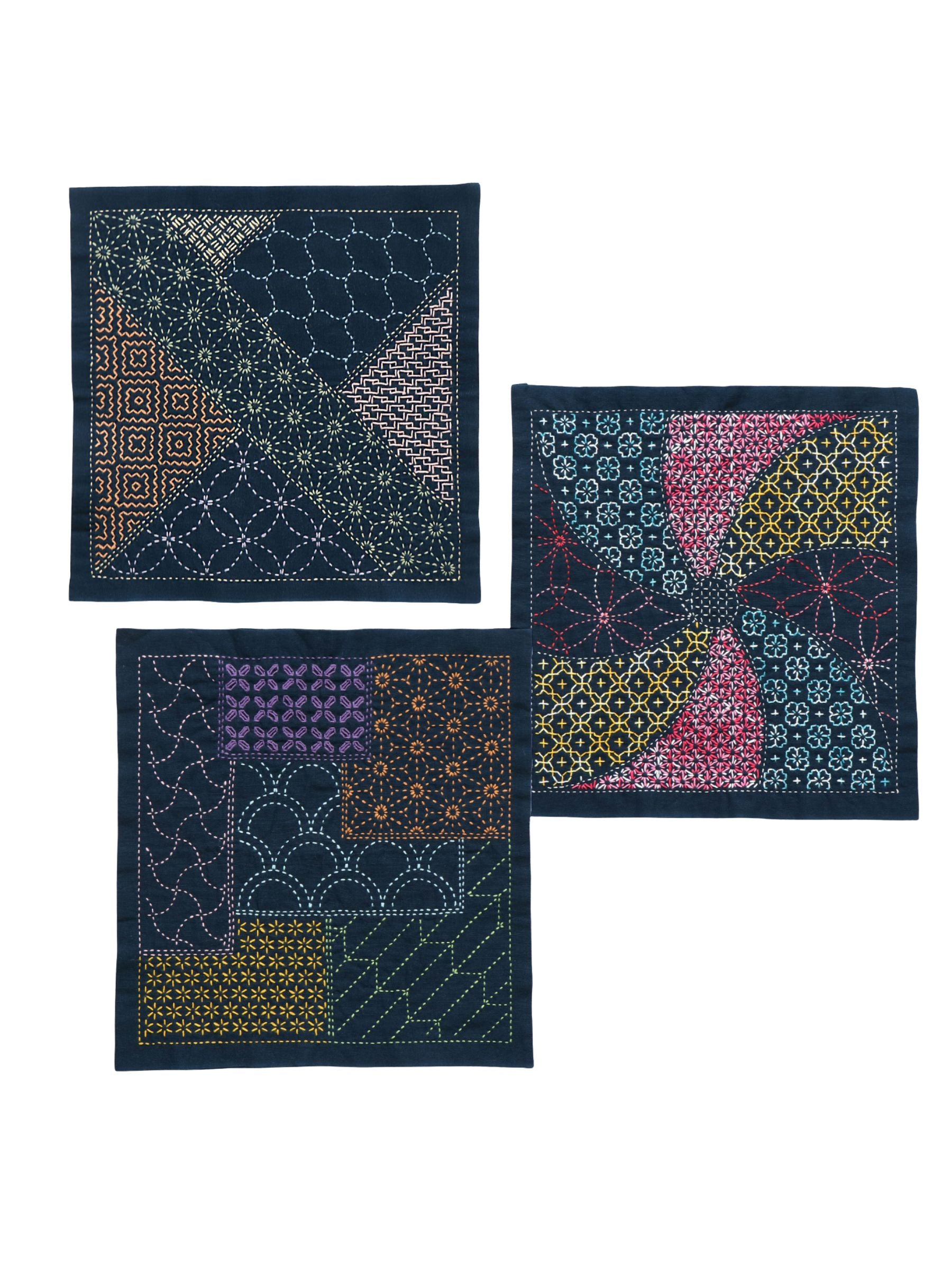 Olympus - Matching Patterns Collection "Parquet" Cotton Sashiko Sampler Cloth - White