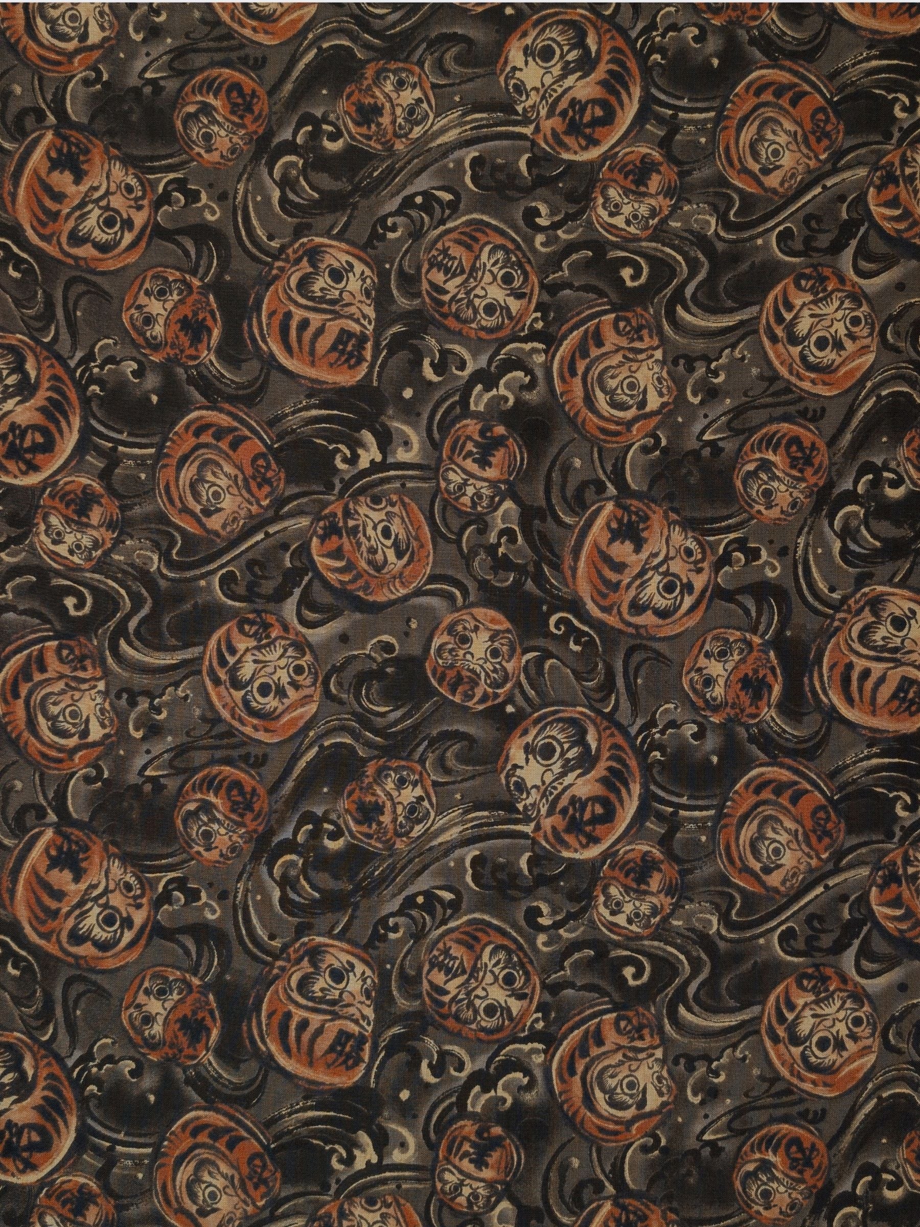 QuiltGate - Brushed Daruma & Waves Cotton Sheeting Fabric - Gray