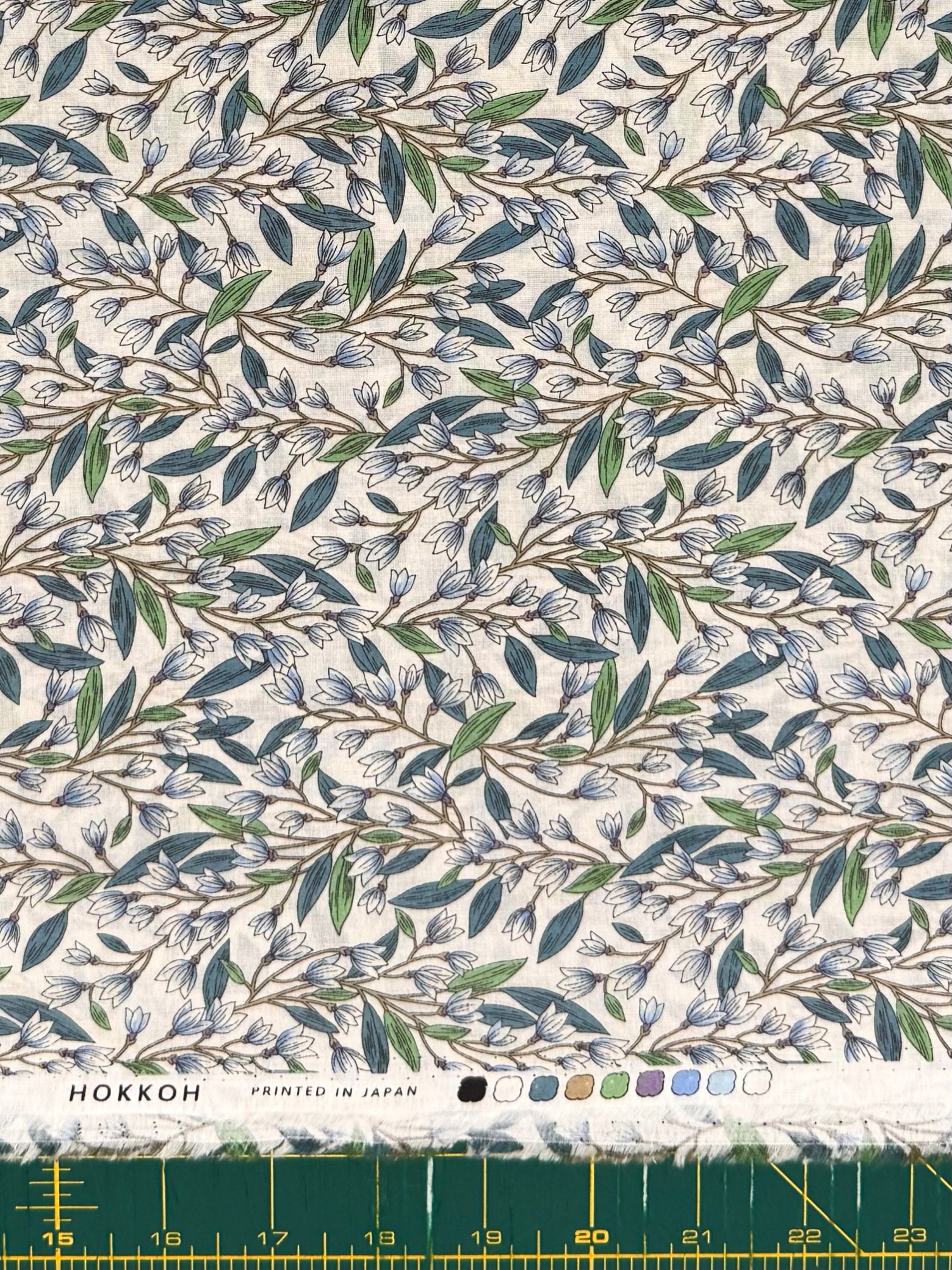 Hokkoh - Trailing Lilies Cotton Lawn Fabric - Blue